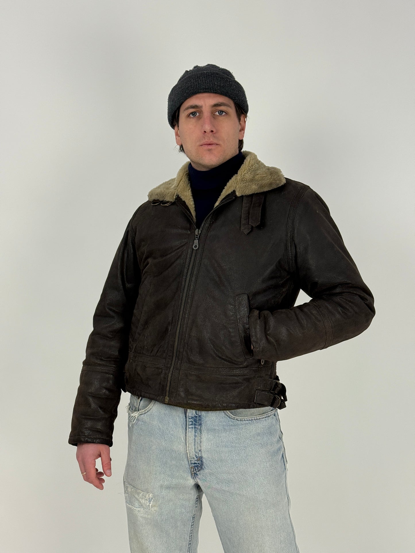 Giacca in Pelle anni ’80 con interno shearling