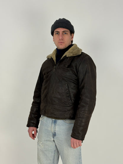 Giacca in Pelle anni ’80 con interno shearling