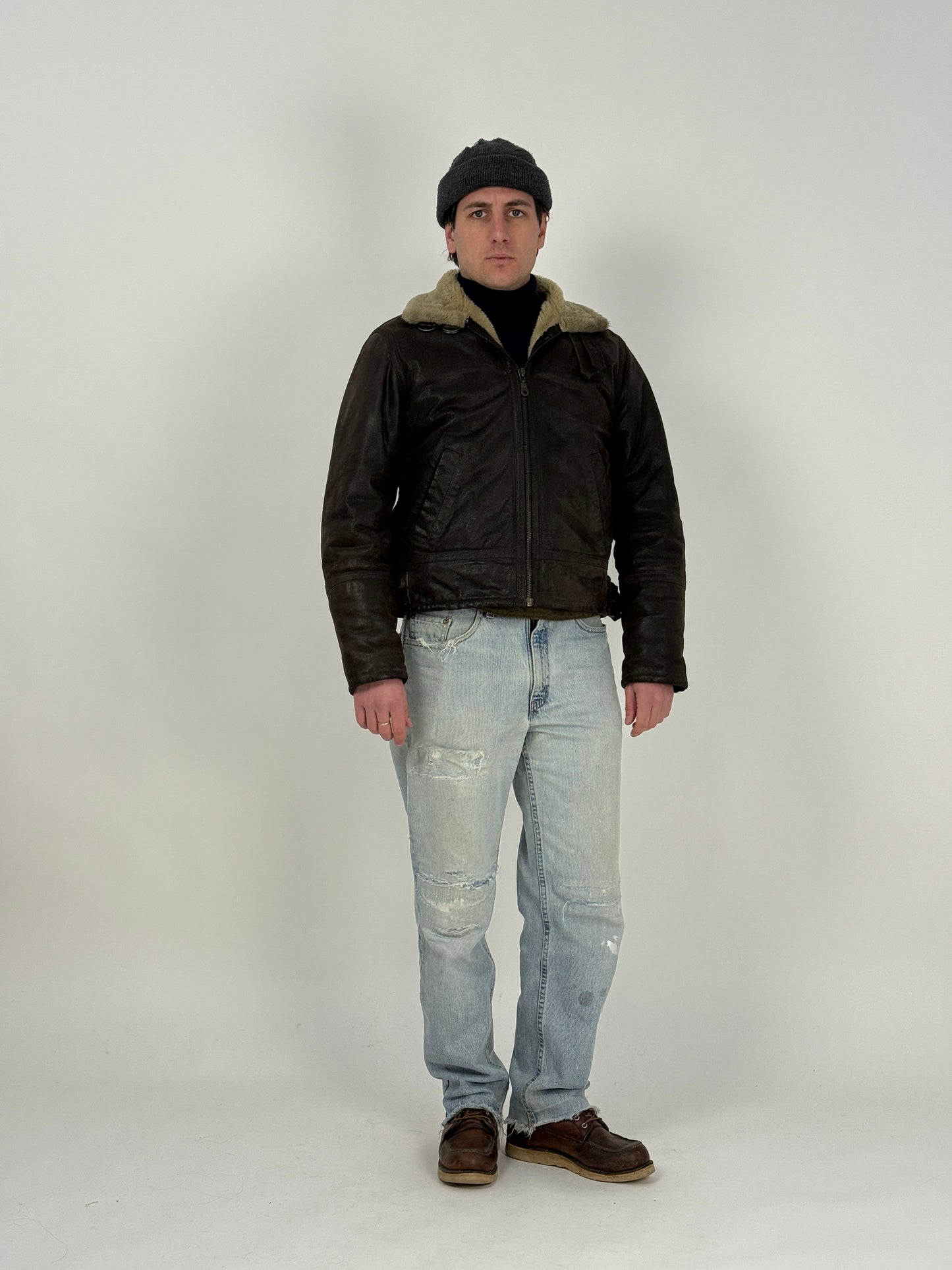 Giacca in Pelle anni ’80 con interno shearling