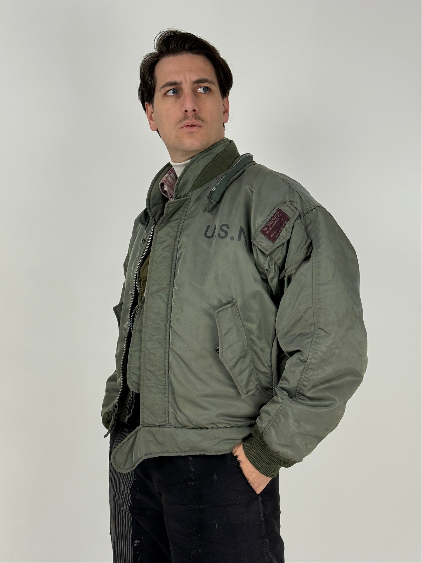 Set militare vintage U.S.A. Wilker Industries – Bomber U.S.N. e gilet