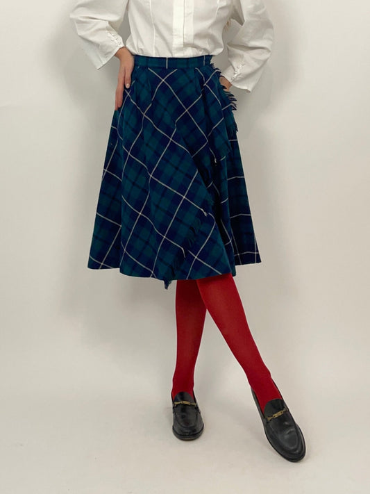 Gonna anni '70 in lana tartan