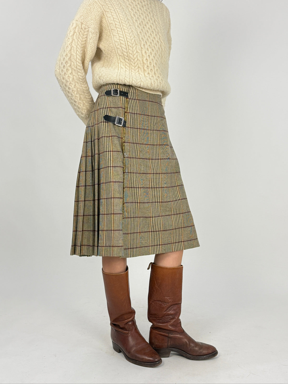 Gonna Kilt Scozzese Vintage in Lana Plissettata Tartan - Taglia 44/L
