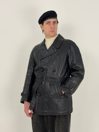 Leather jacket anni '70 con fodera in lana