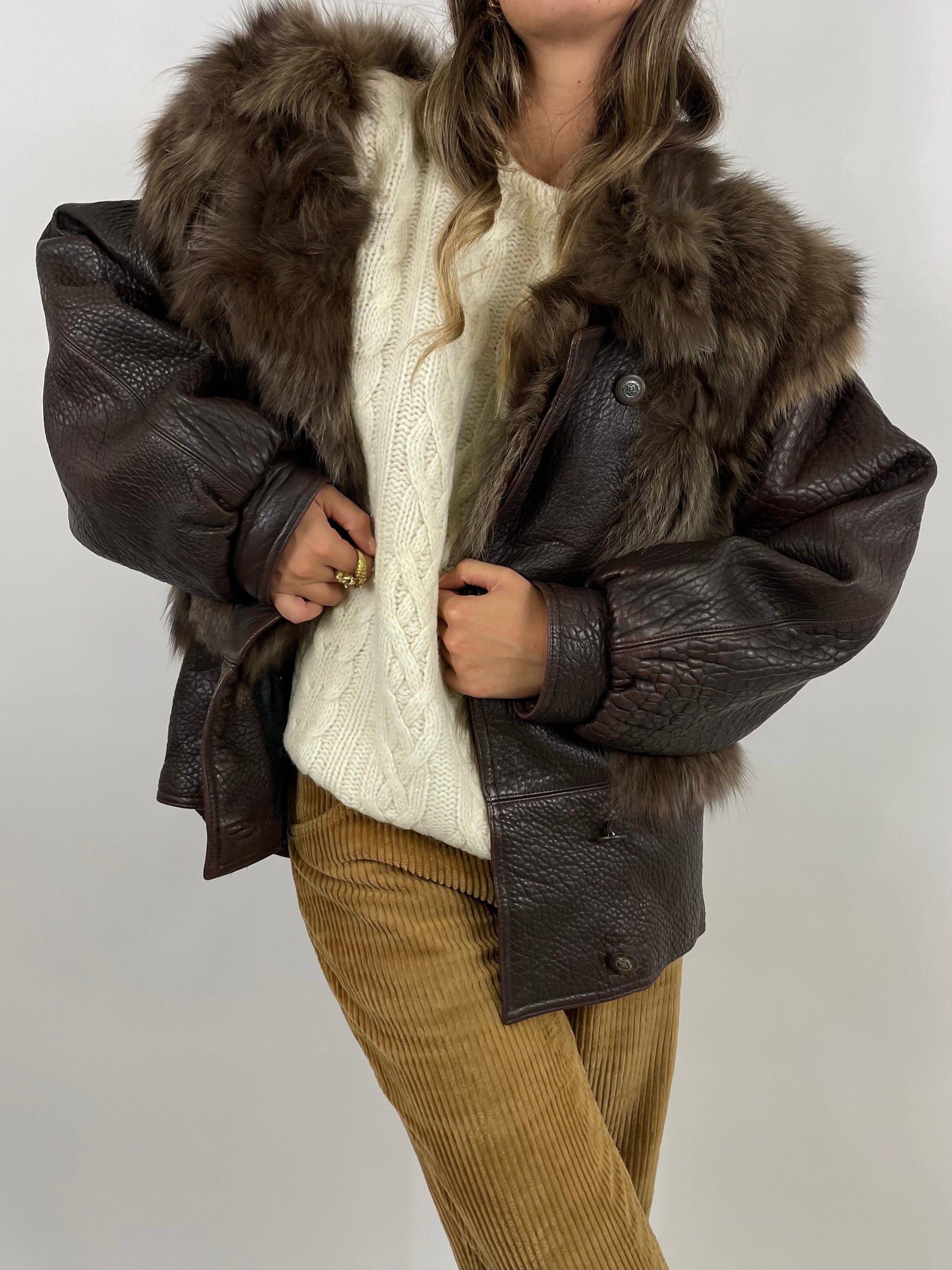 Fur online leather jacket