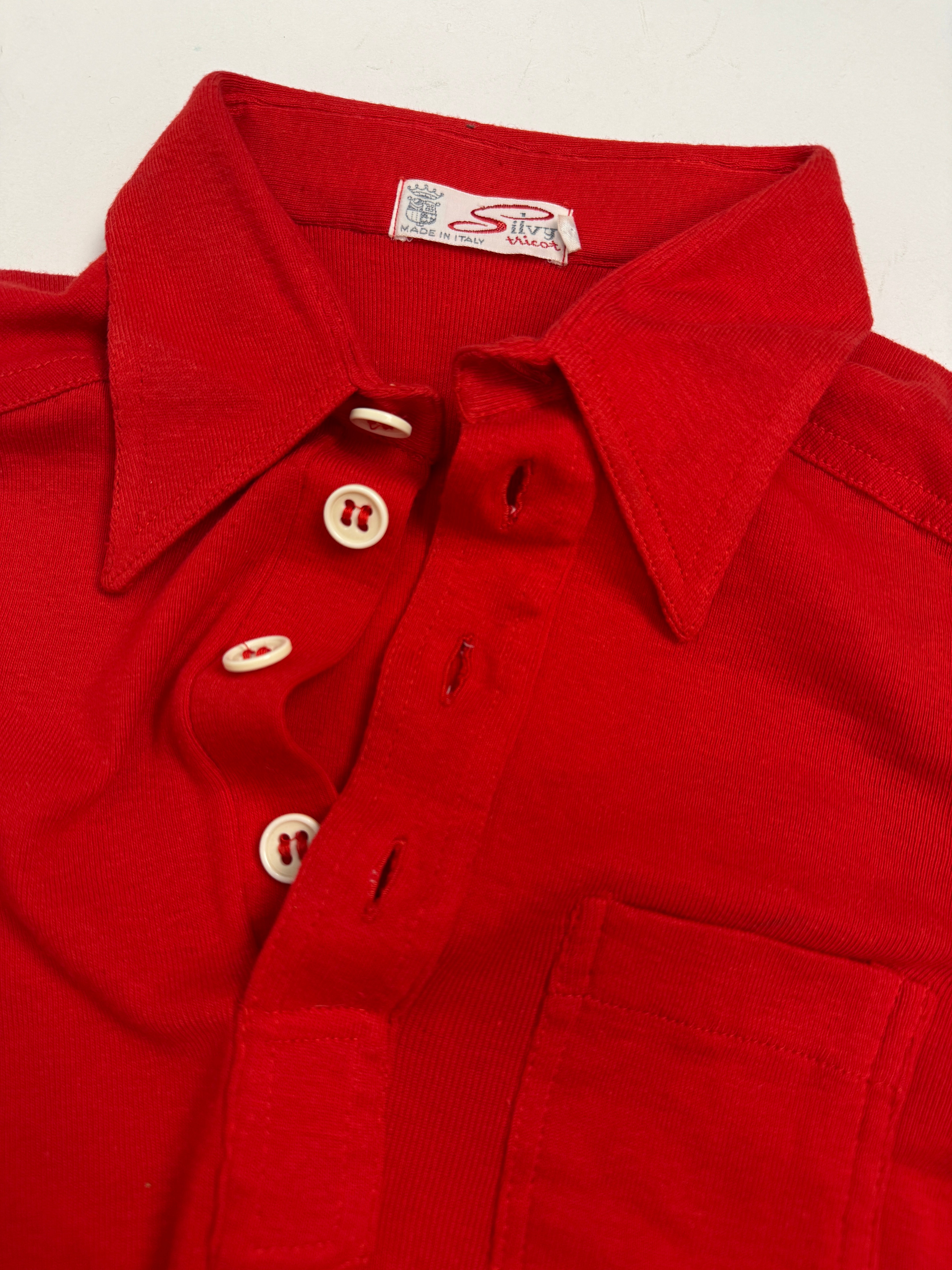 Polo in Jersey di Cotone Rossa Anni '70 - Taglia S