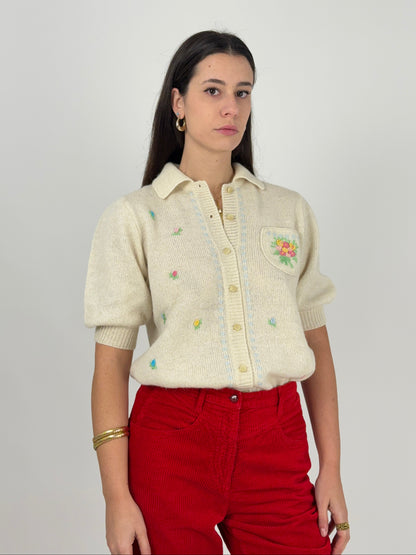 Maglioncino anni ’70 con ricami - fatto a mano