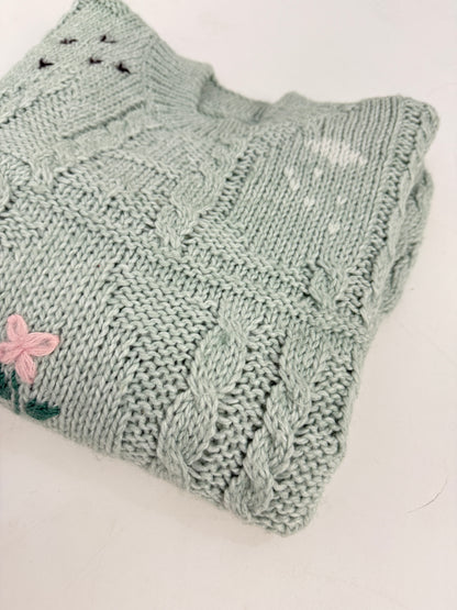 Maglione in lana ricamato a mano