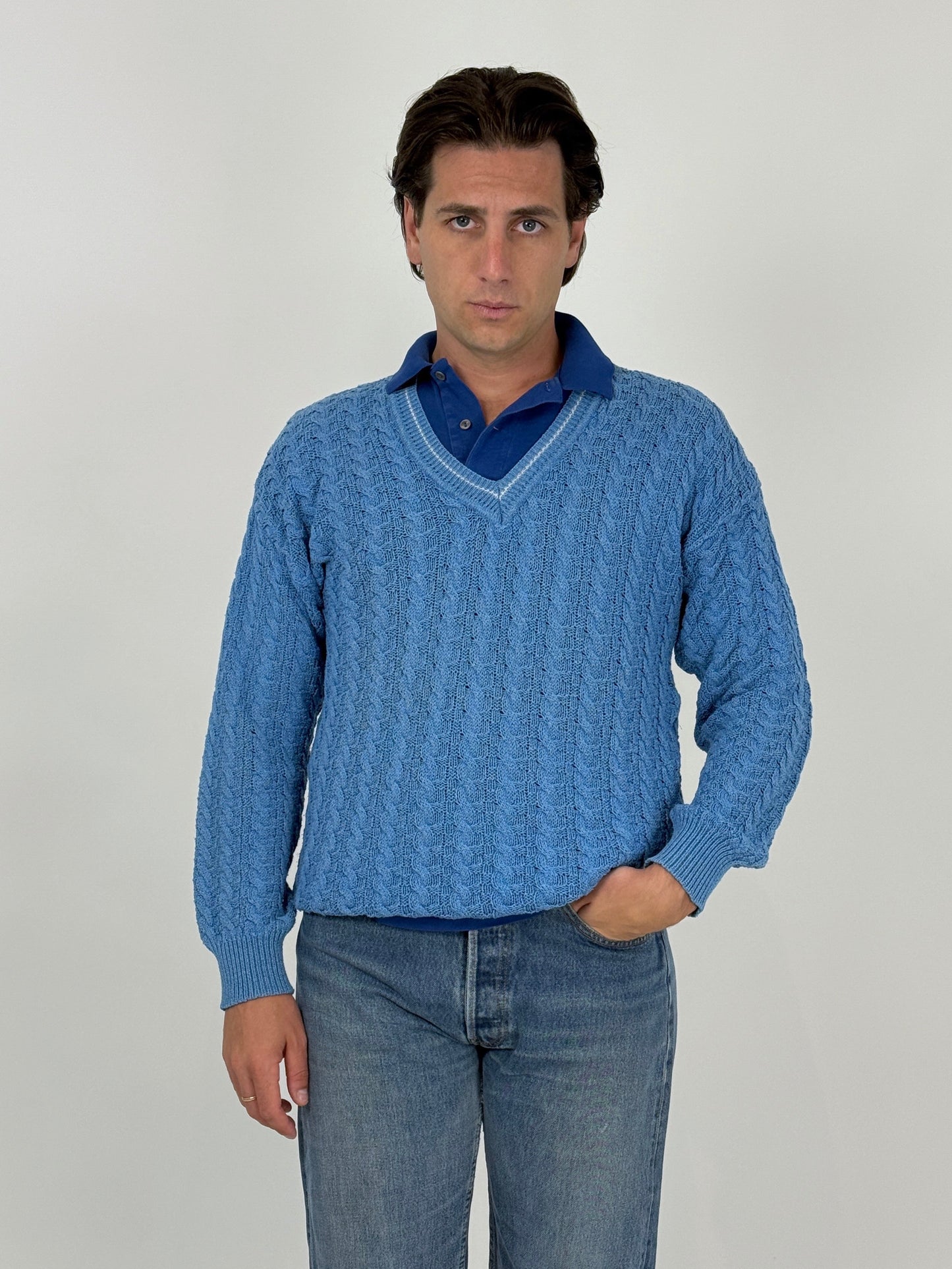 Maglione in cotone a trecce