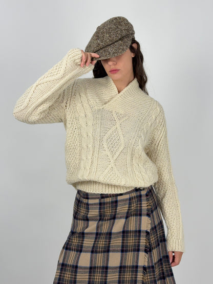 Maglione a trecce in lana