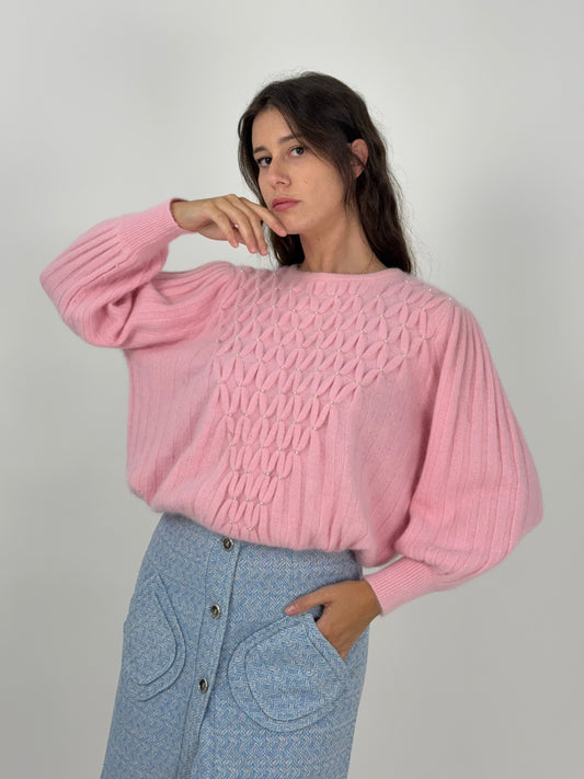 Maglione con perline ricamate anni '80