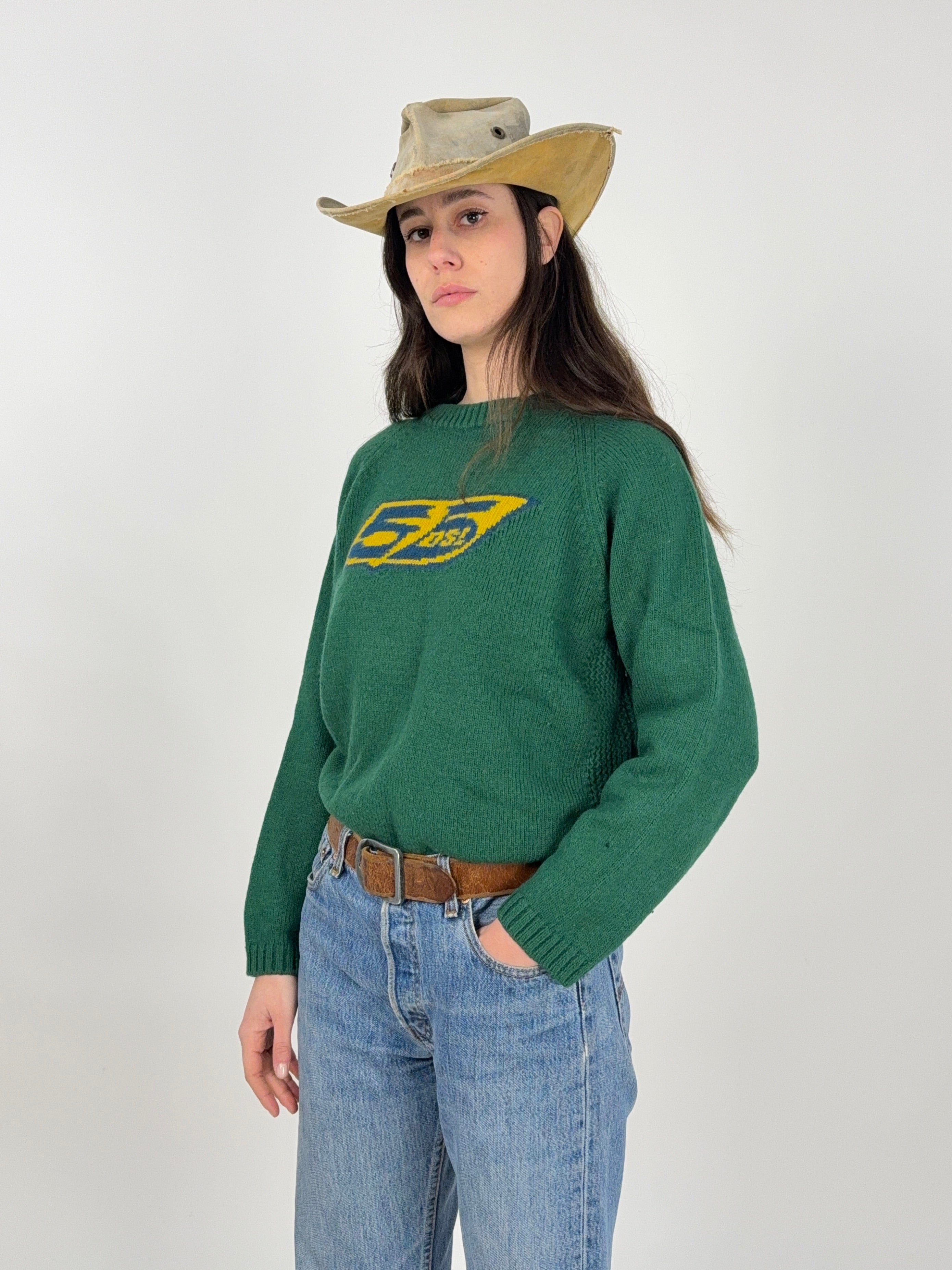 Maglione vintage in lana verde