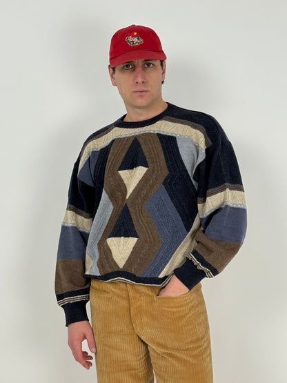 Maglione vintage geometrico jacquard