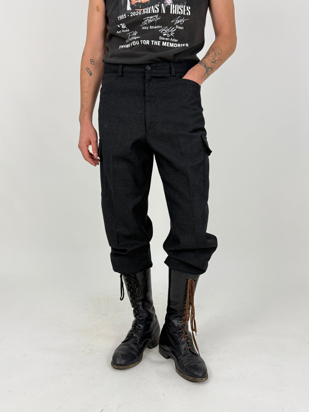 Pantaloni Cargo in Lana Grigio Antracite - Taglia 48
