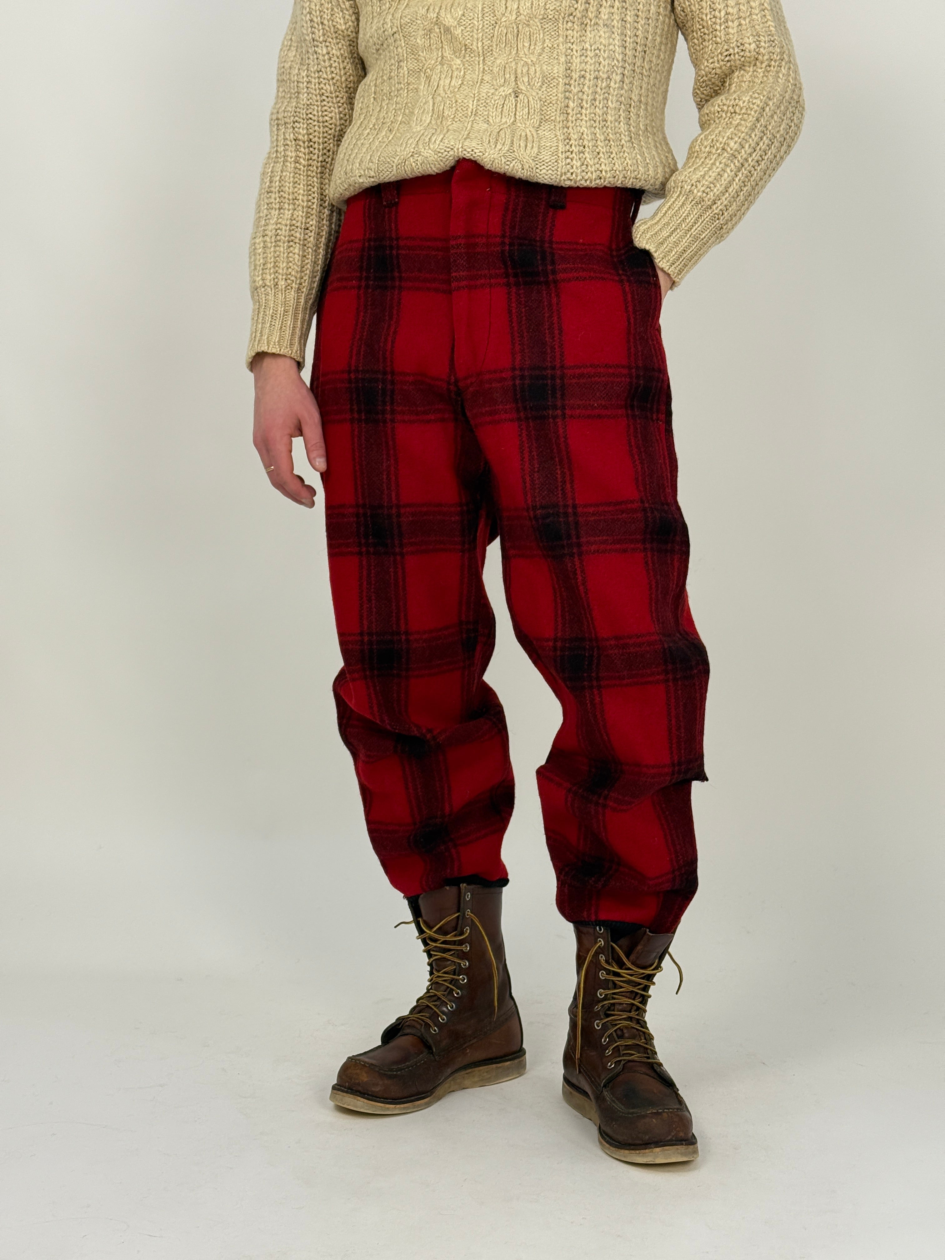 Pantaloni da Caccia in Lana Buffalo Plaid Rosso/Nero – Anni ’50/’60