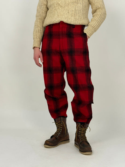 Pantaloni da Caccia in Lana Buffalo Plaid Rosso/Nero – Anni ’50/’60