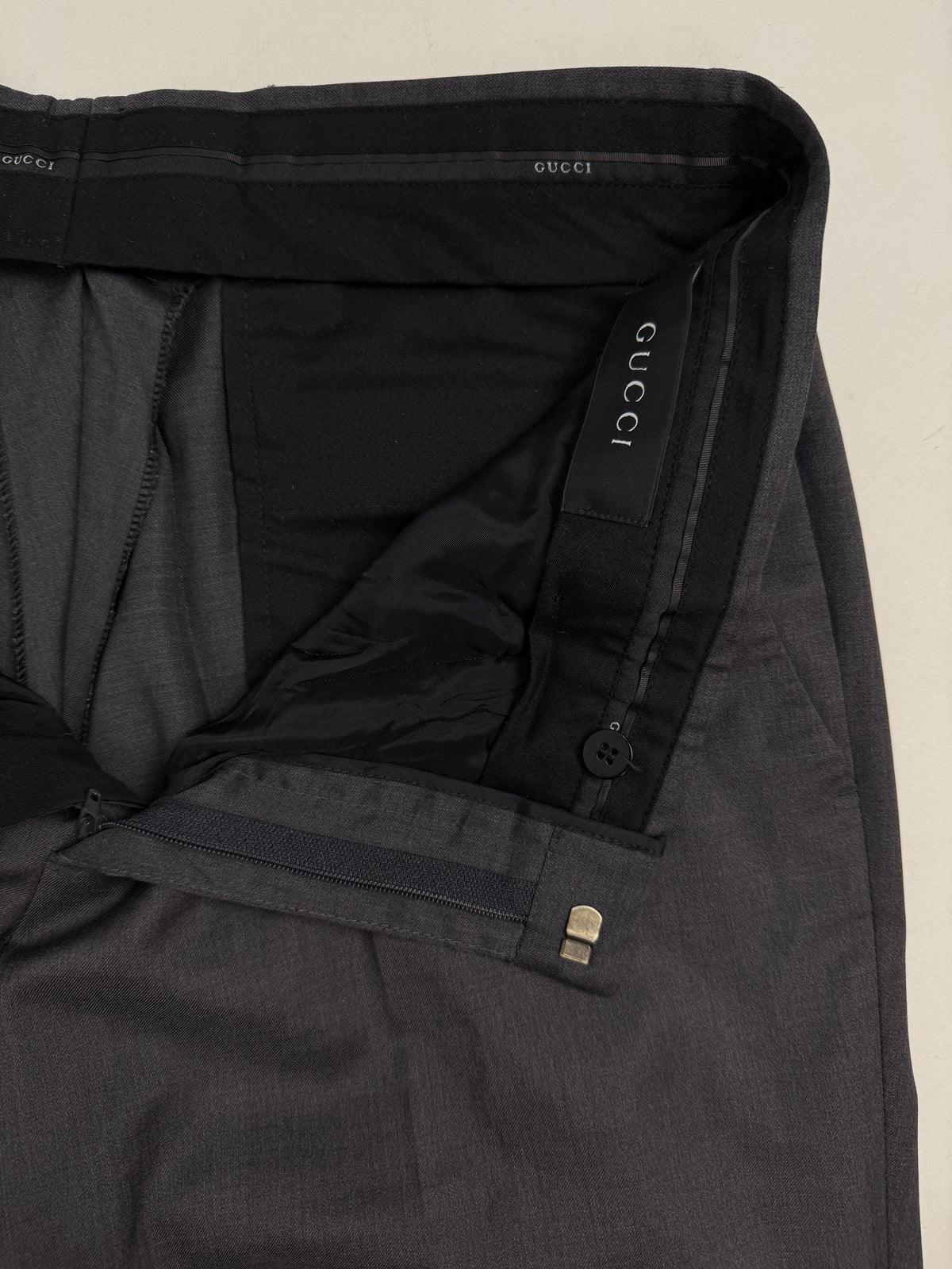 Gucci Pantaloni Fresco di Lana Grigio Antracite – Taglia 50/52
