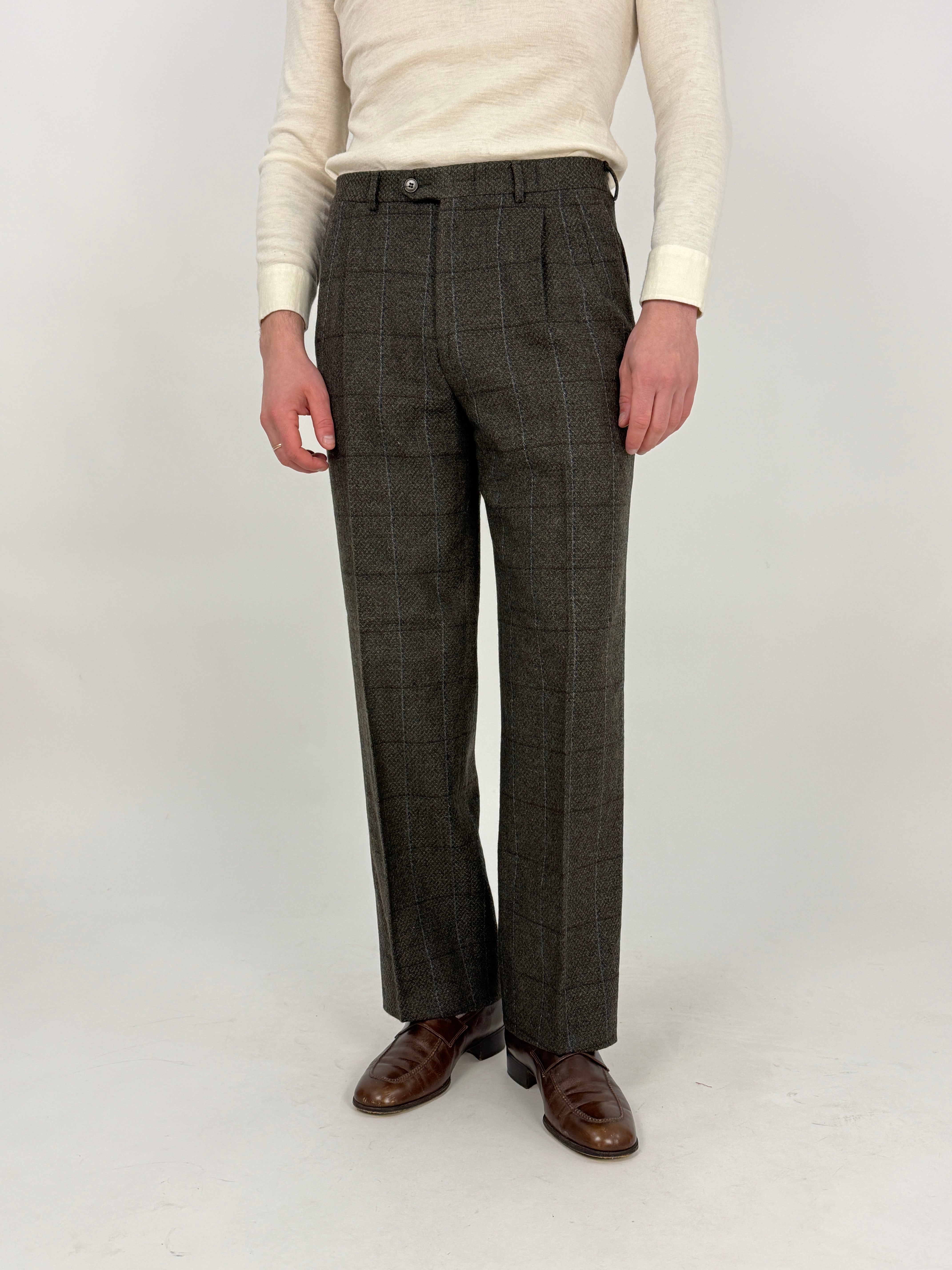 Pantaloni sartoriali anni '70 Chester Bryant - lana a quadri
