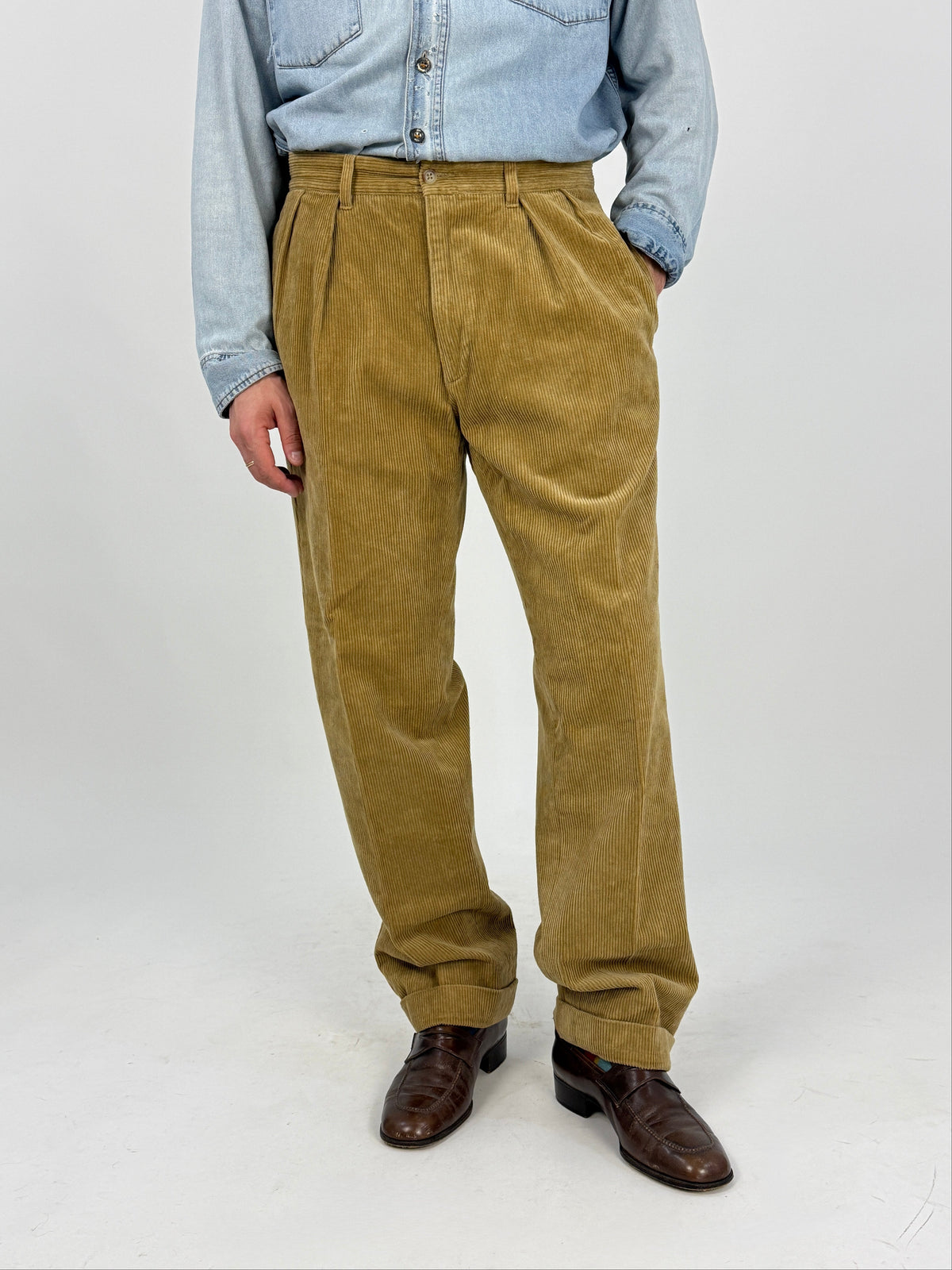 Pantaloni Polo Ralph Lauren vintage in velluto nocciola taglia 48