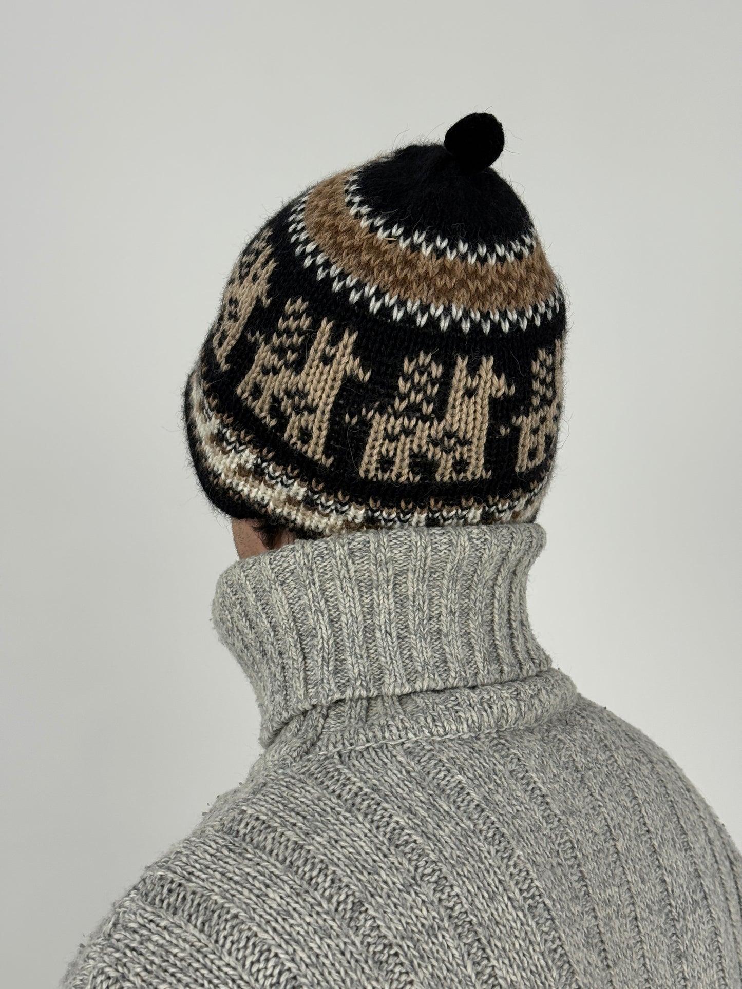 Papalina Vintage in Lana con motivo Alpaca