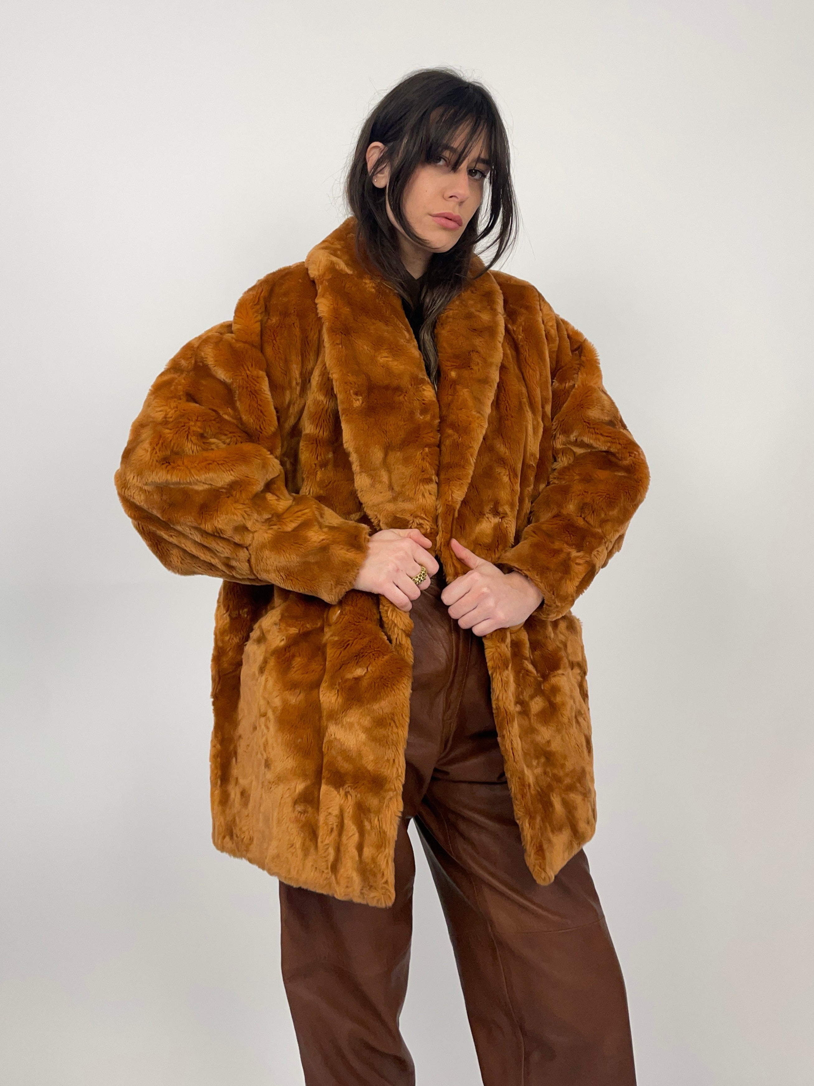 Cappotto anni '80 Couture Hélène in pelliccia sintetica