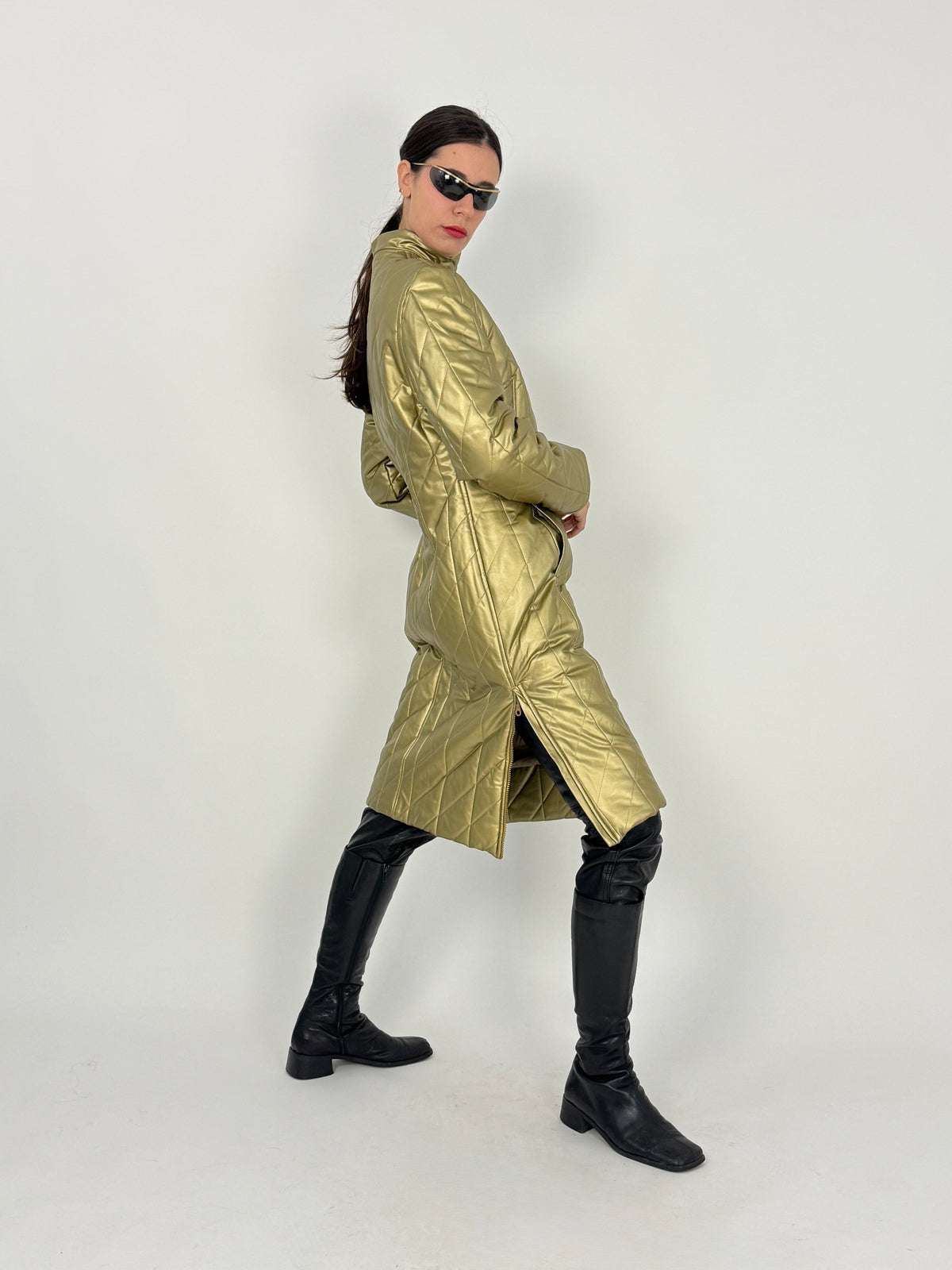 Cappotto Vintage Avant Oro Metallizzato Trapuntato - Taglia M
