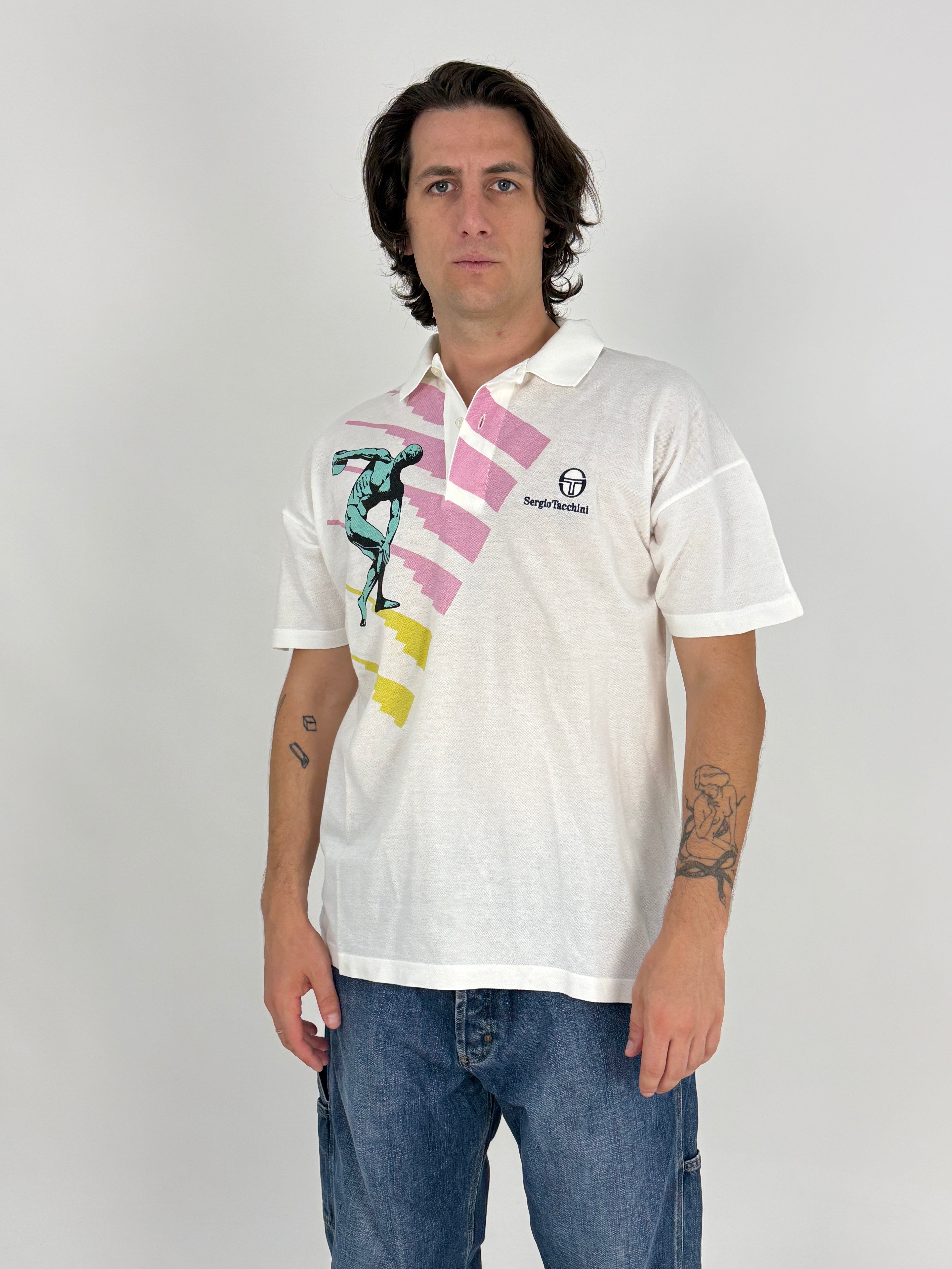 Polo Sergio Tacchini vintage Discobolo - vista frontale
