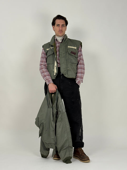 Set militare vintage U.S.A. Wilker Industries – Bomber U.S.N. e gilet