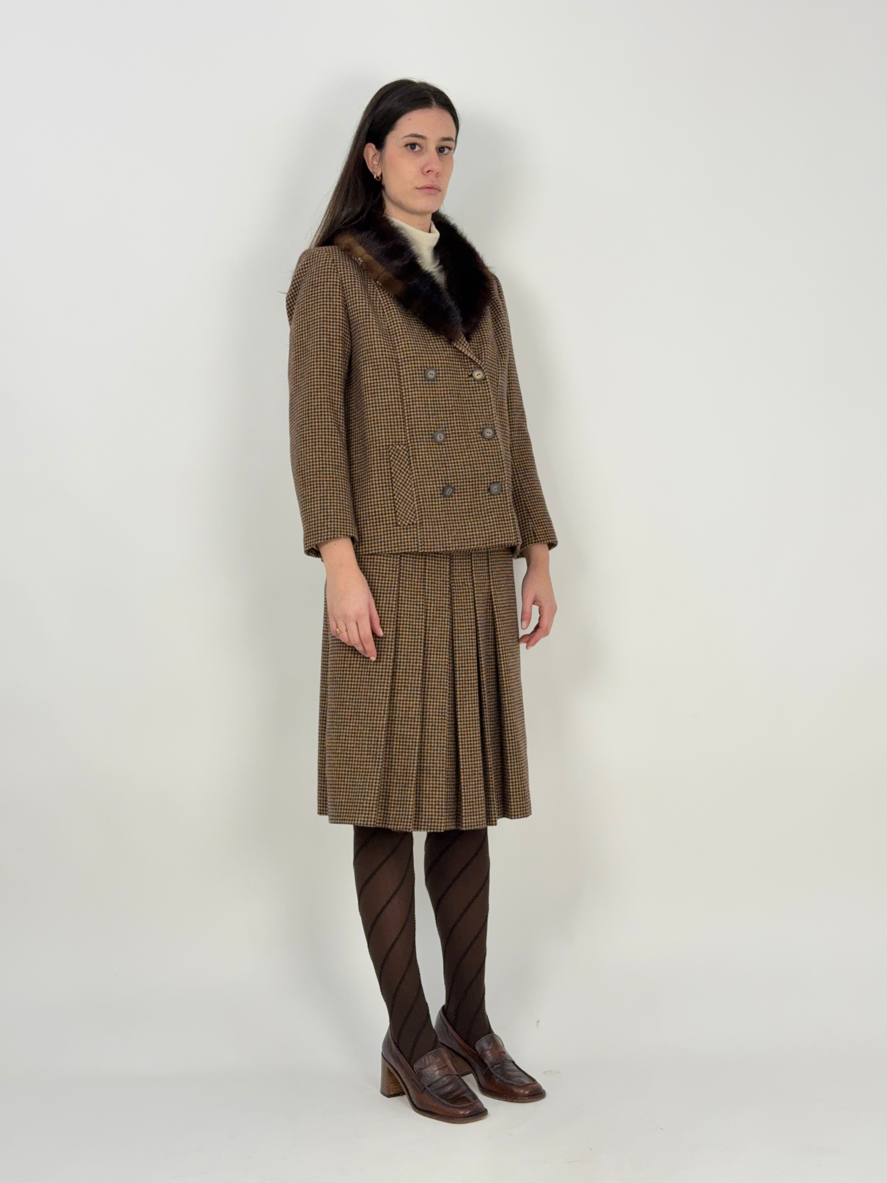 Tailleur sartoriale anni '70 in lana pied de poule