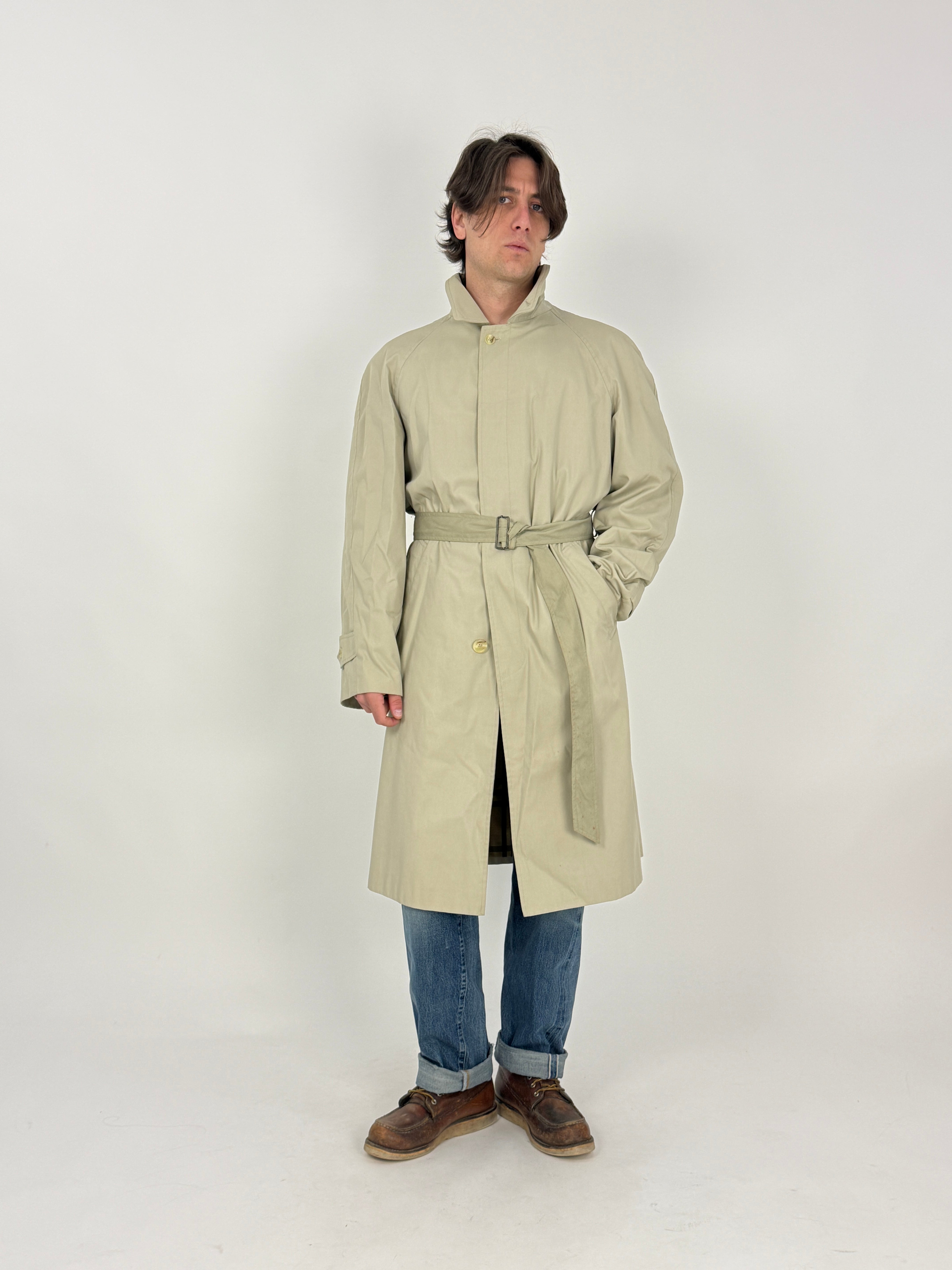 Trench vintage Uomo con fodera tartan