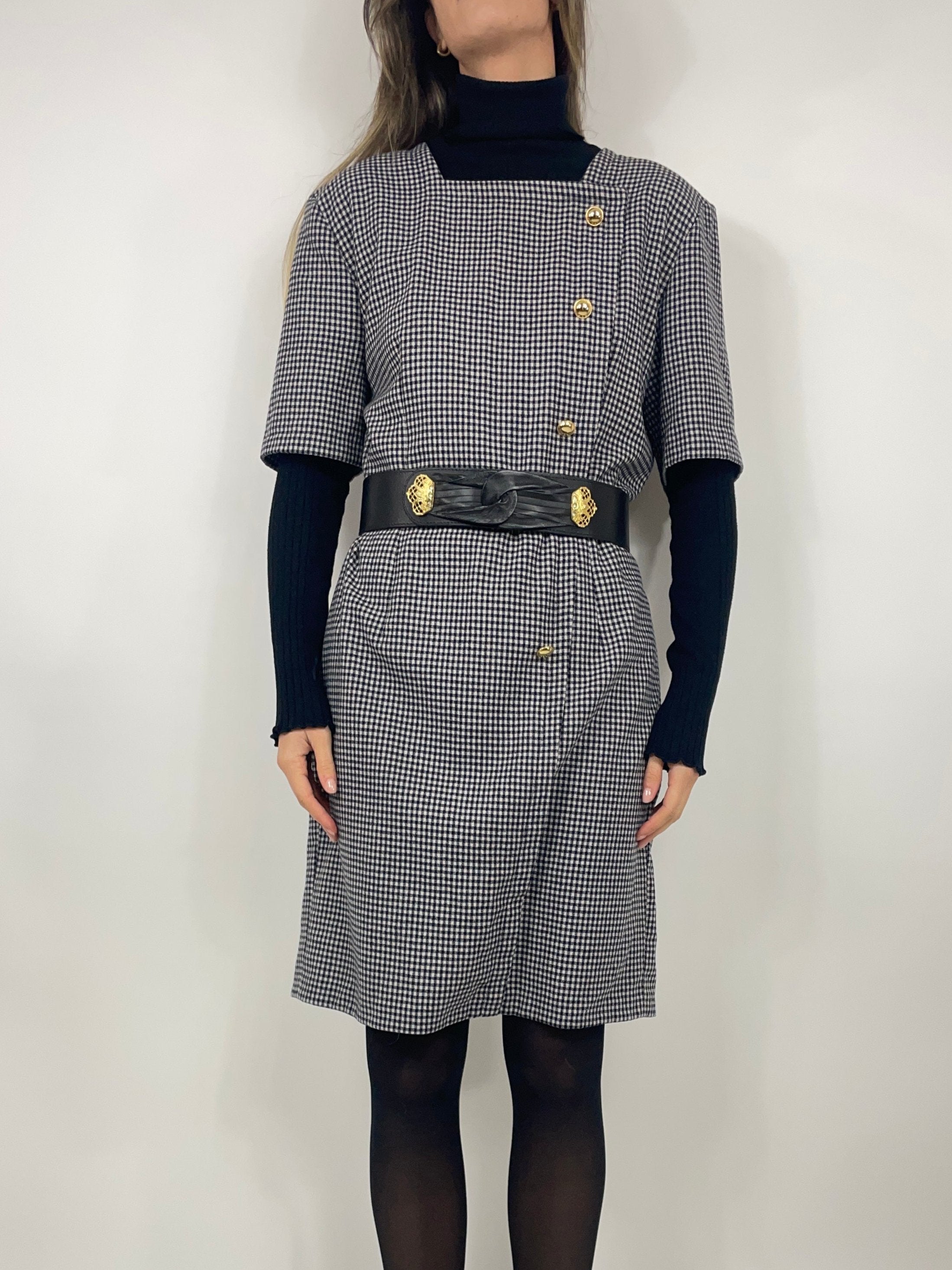 vestito-in-lana-pied-de-poule-vintage-da-donna-corto