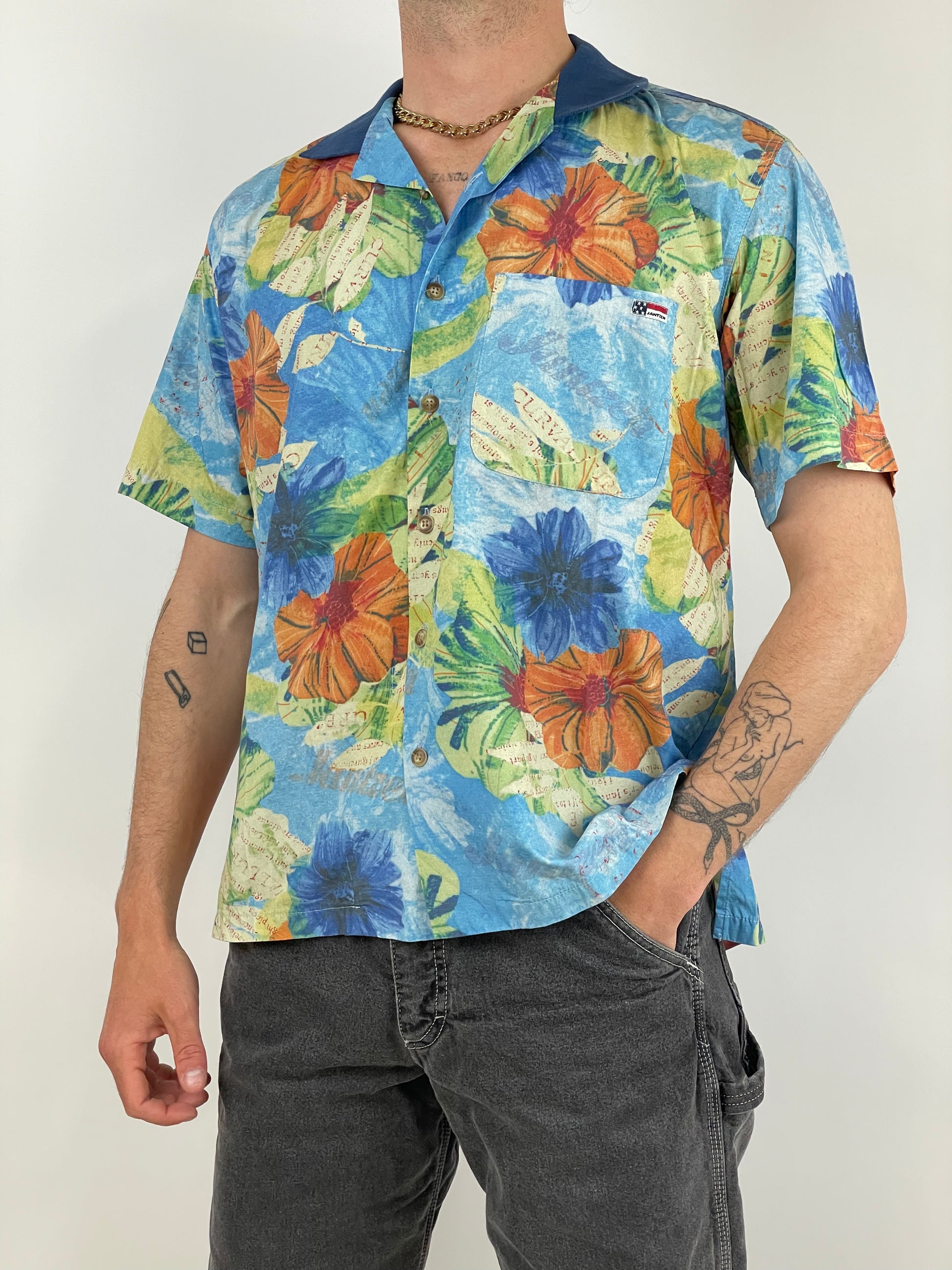 Camicia vintage anni 90 da uomo stampa a fiori Fangovintage
