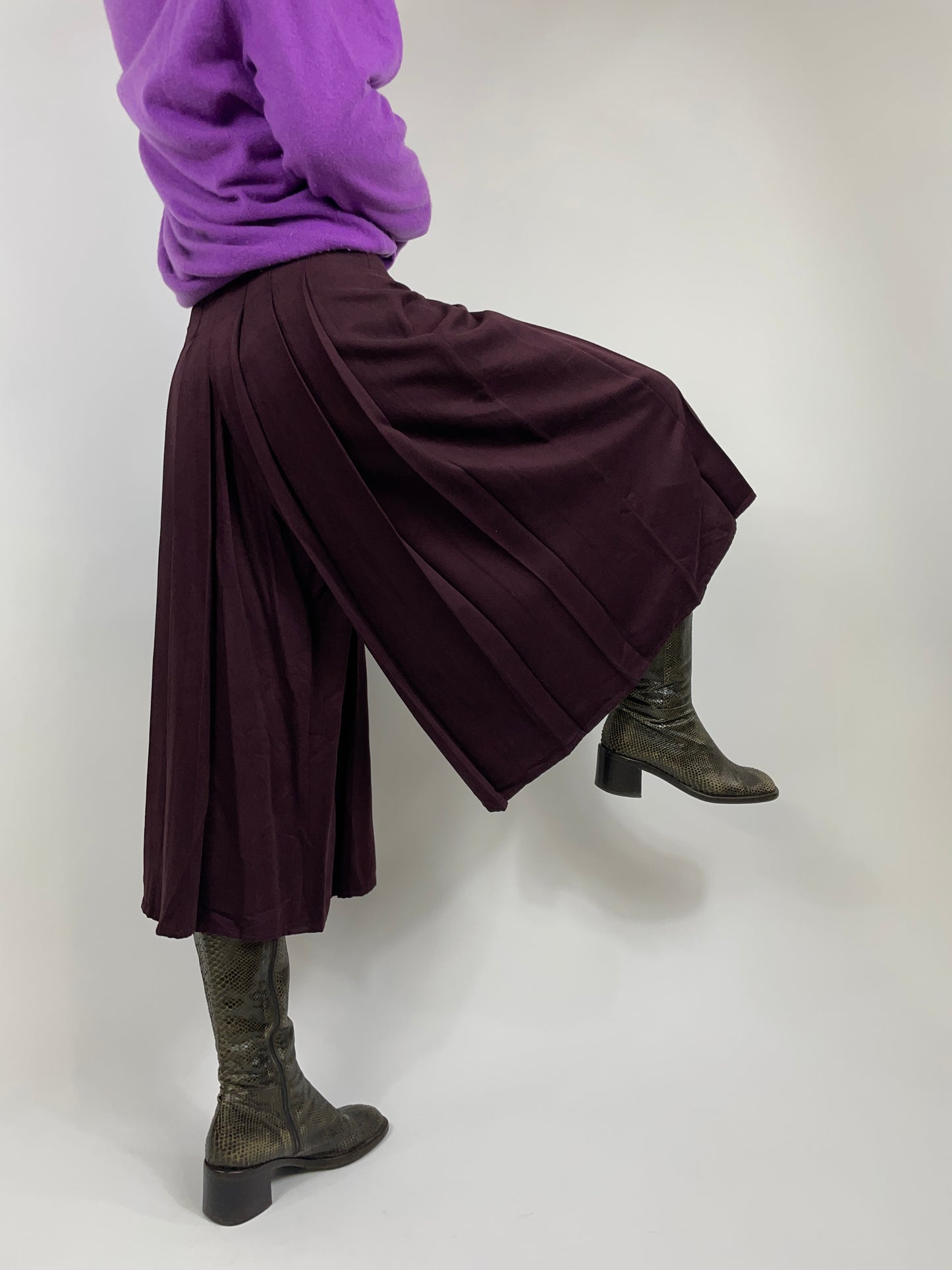 Pleated wool pant skirt