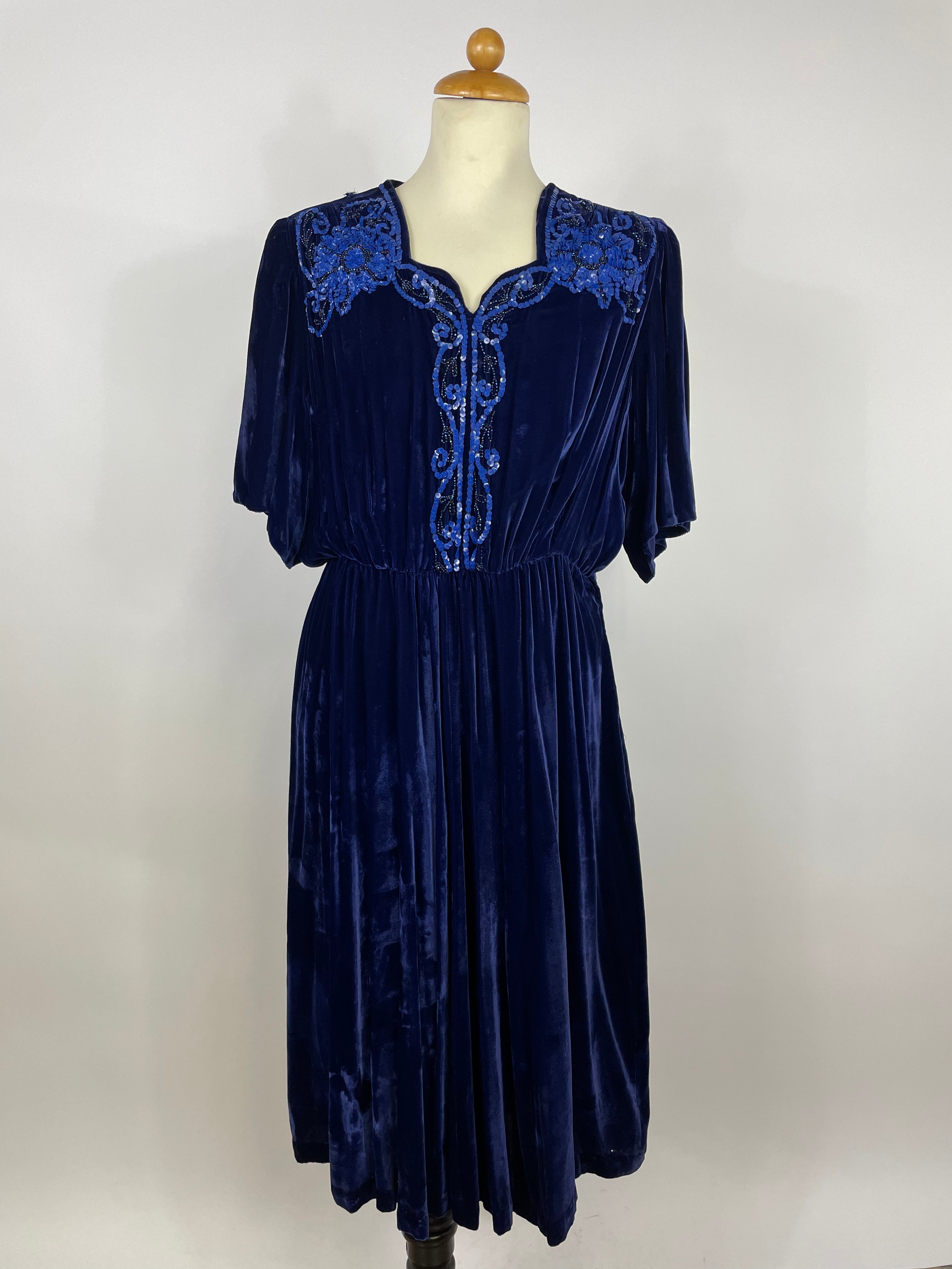 Abito in velluto con paillettes anni '30 - Fangovintage