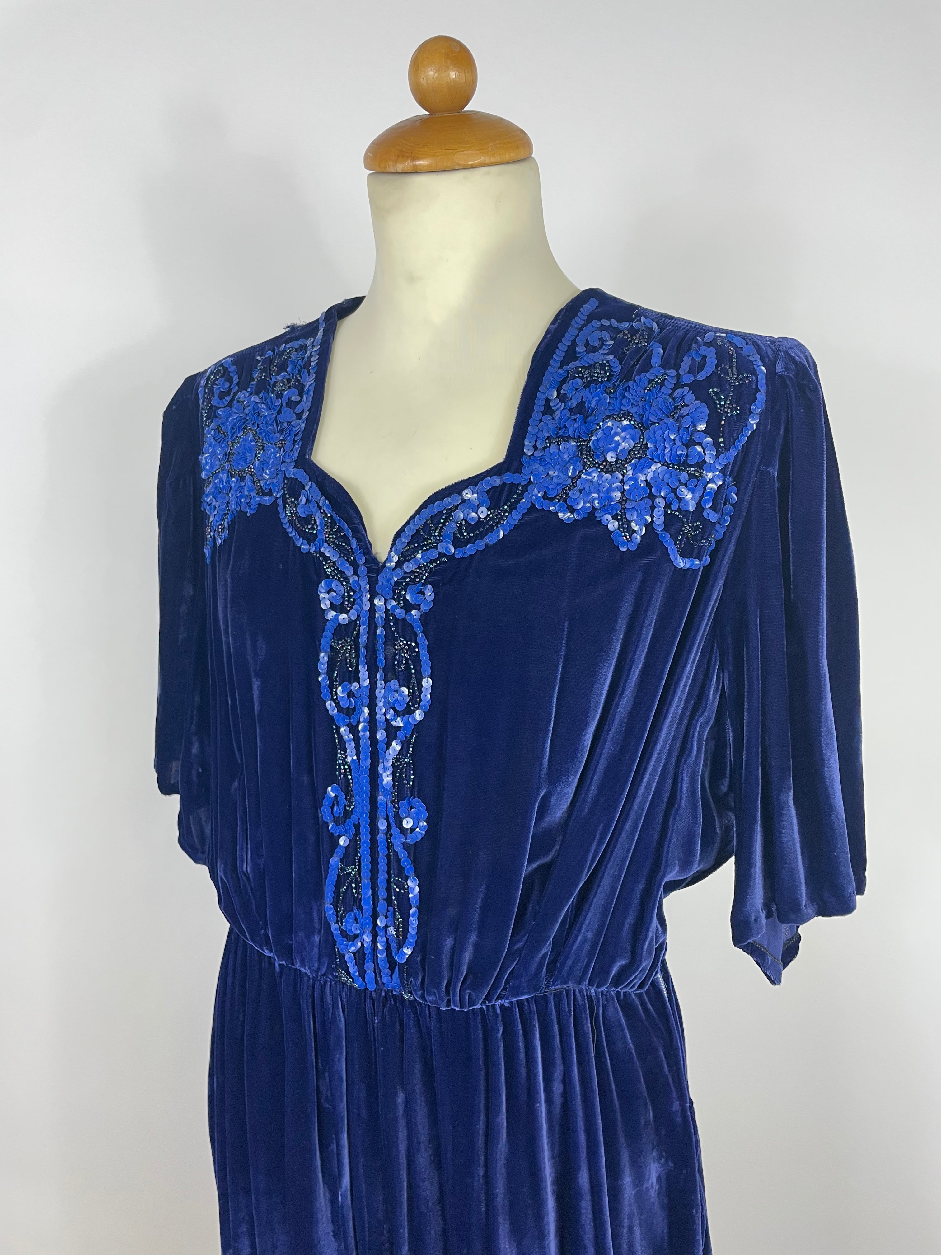 Abito in velluto con paillettes anni '30 - Fangovintage