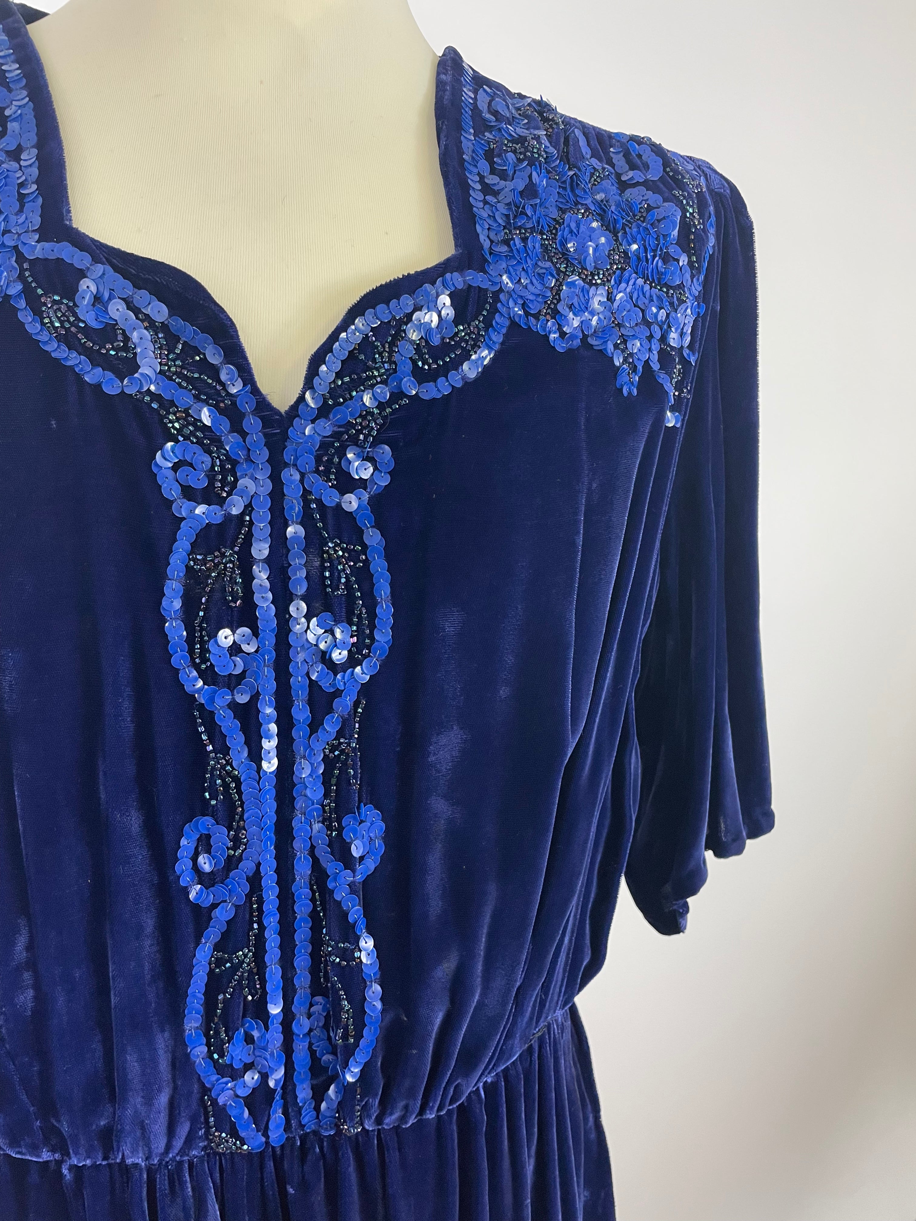 Abito in velluto con paillettes anni '30 - Fangovintage