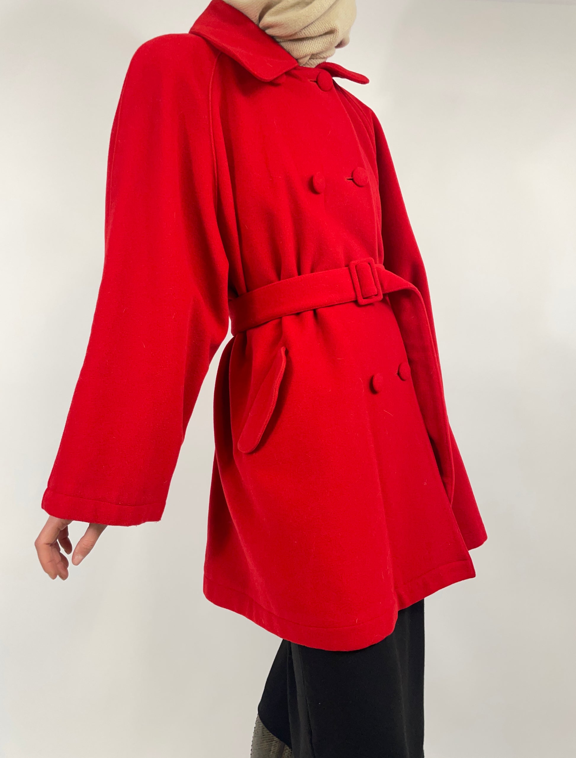 Cappotto Benetton anni 90 in lana rosso Fangovintage