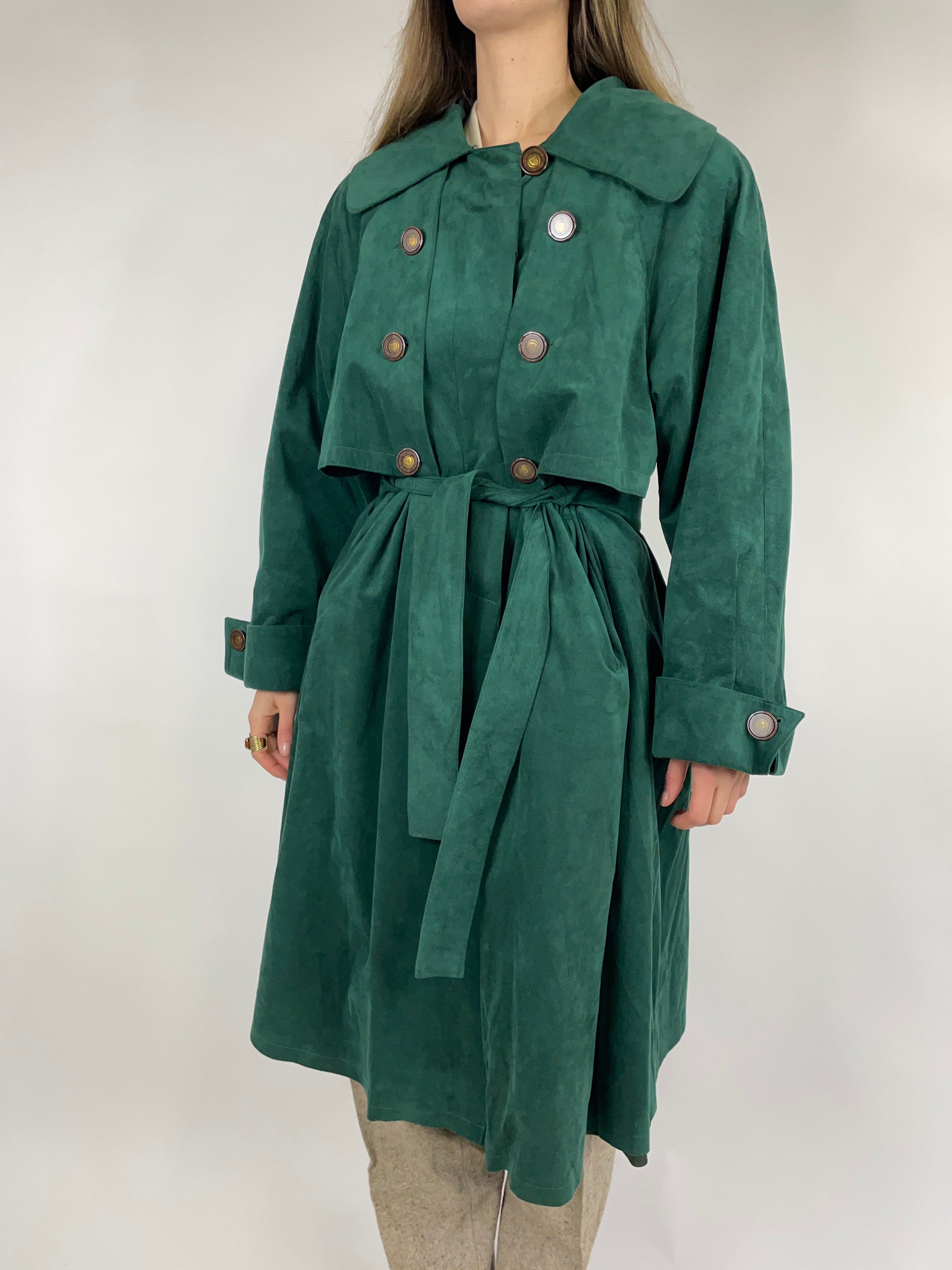 Cappotto in camoscio da donna colore verde Fangovintage