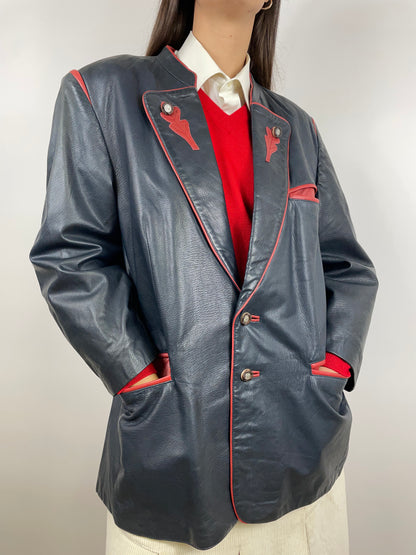 Rose-genuine leather jacket