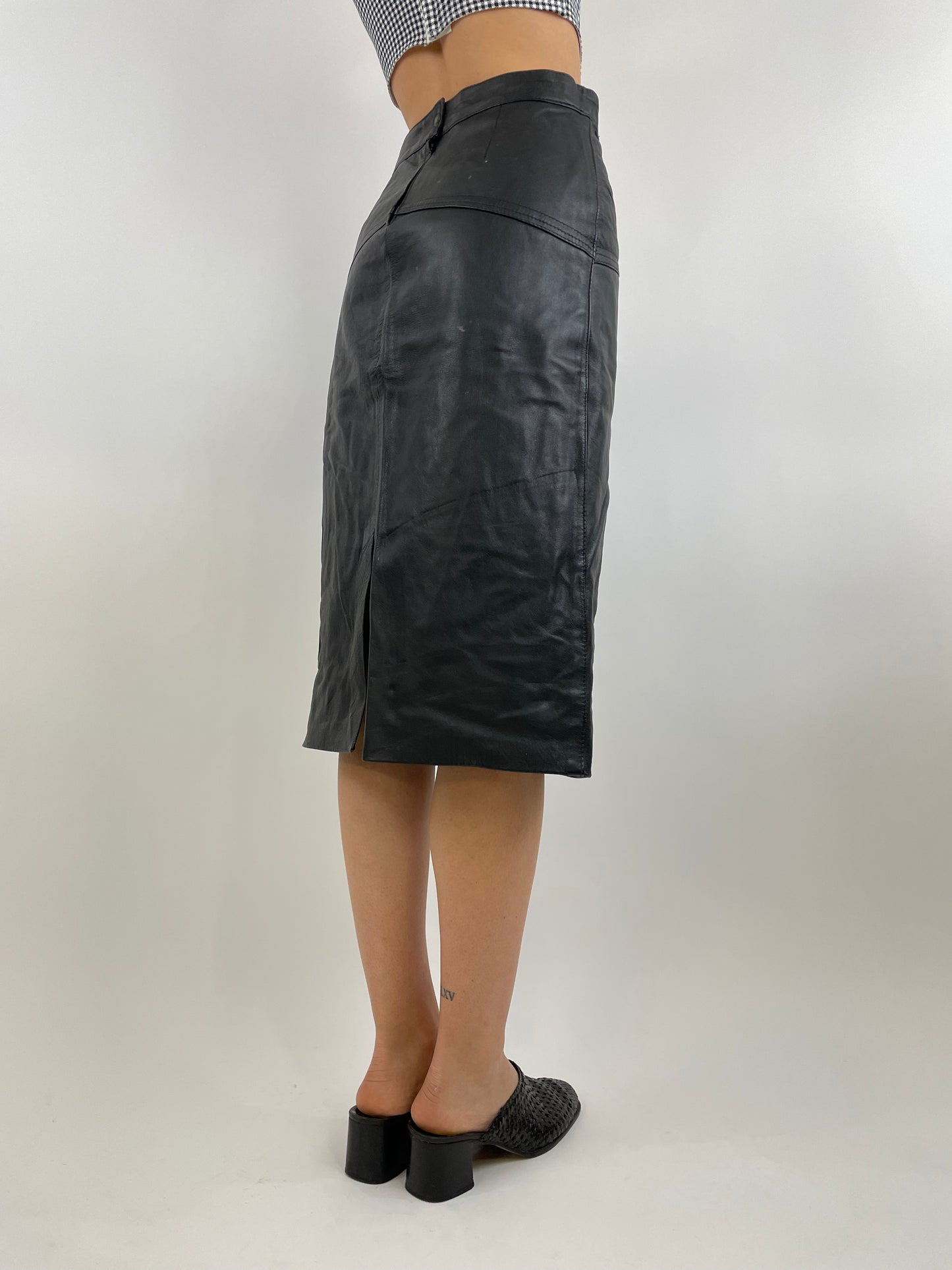 1980s pencil skirt - Genuine leather