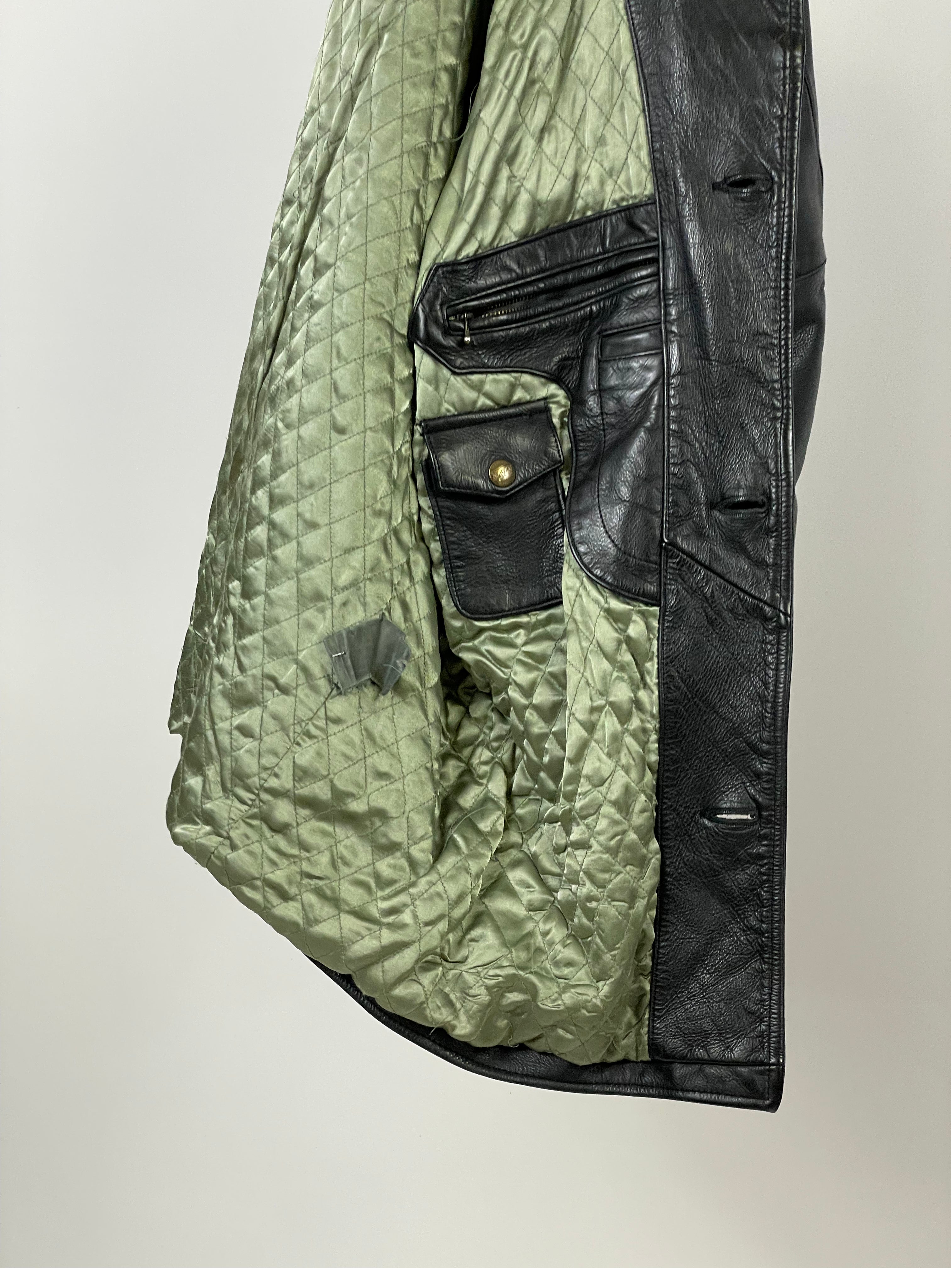 Diesel Giacca in pelle da uomo L-Harry Jacket College, Crema petrolio, M Diesel Giacca in pelle da uomo L-Harry Jacket College, Crema petrolio, M