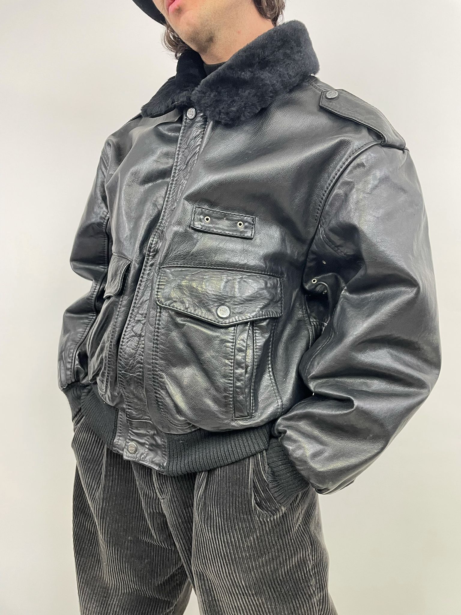 Guerra Mondiale Giubbotto In Pelle Militare Us Navy Giubbotto In