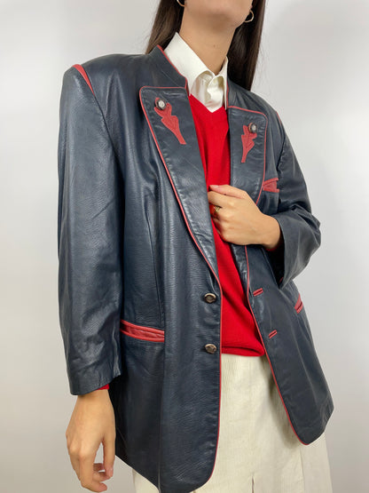 Rose-genuine leather jacket