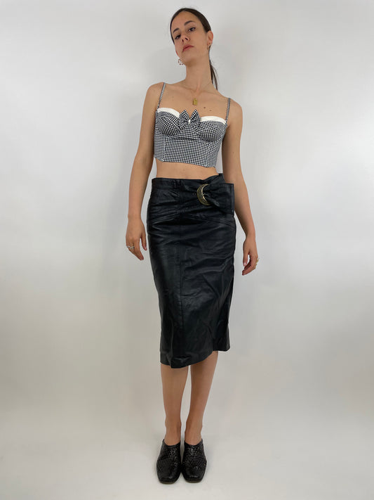 1980s pencil skirt - Genuine leather