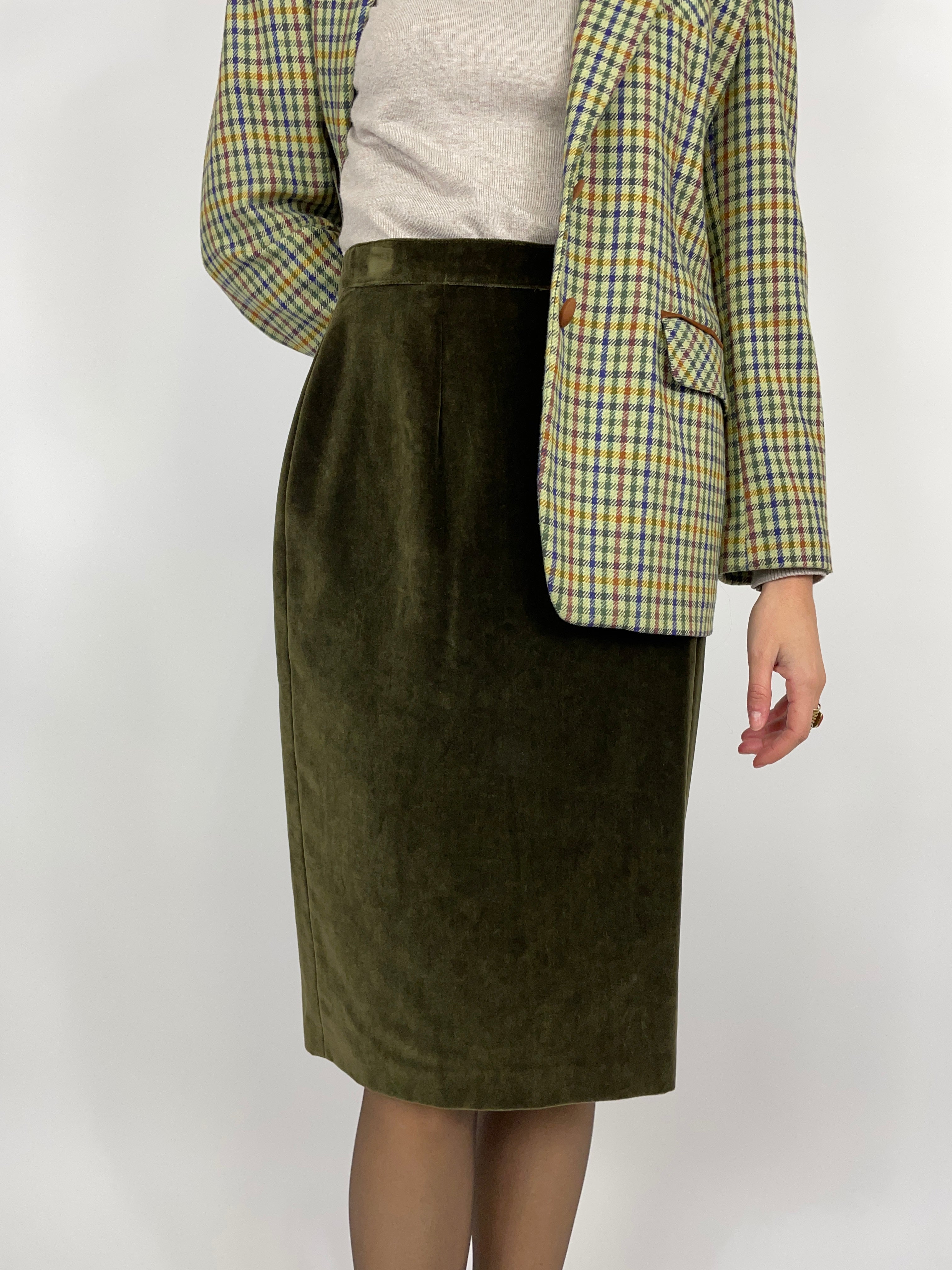 gonna-velluto-liscio-verde-vintage
