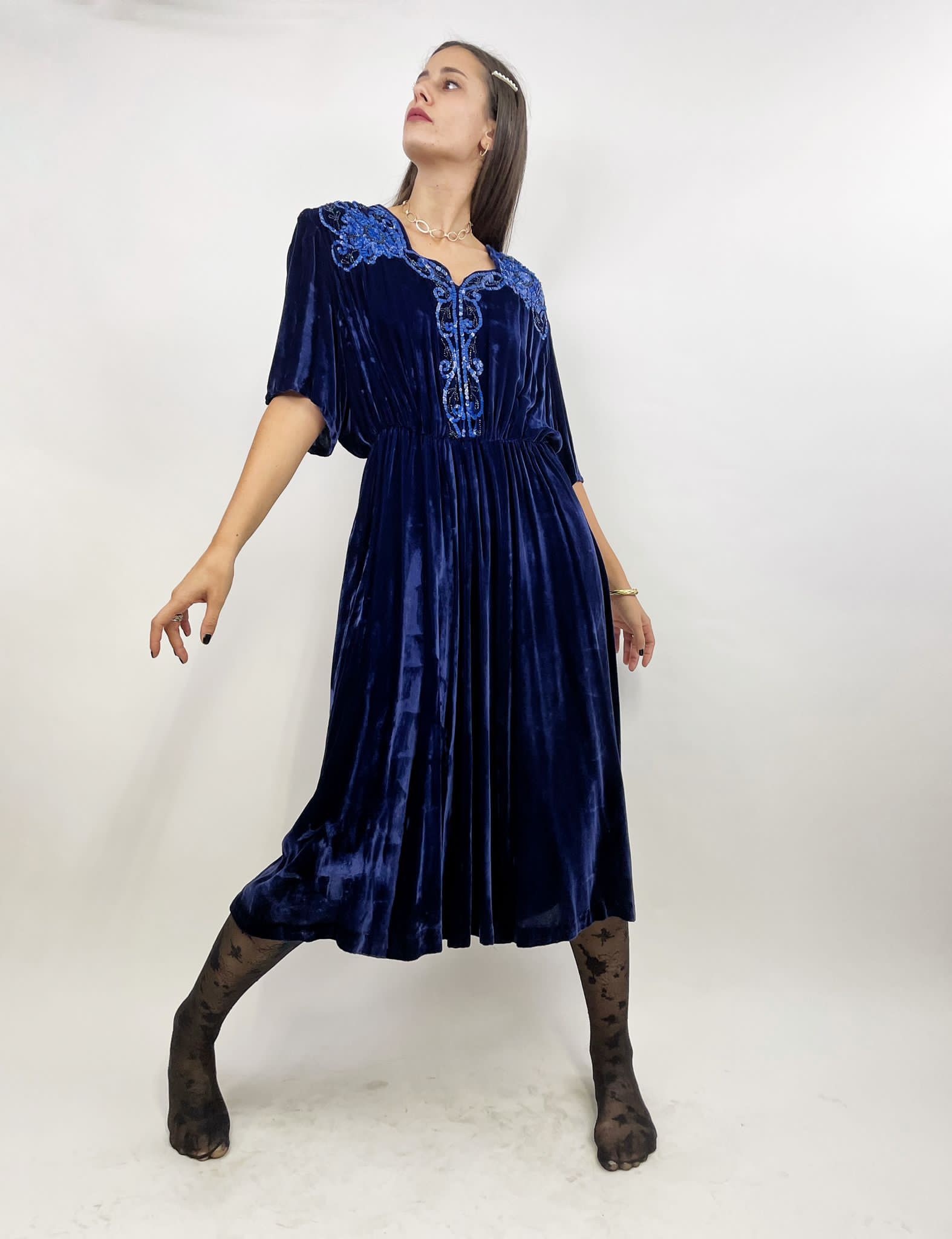 Abito in velluto con paillettes anni '30 - Fangovintage