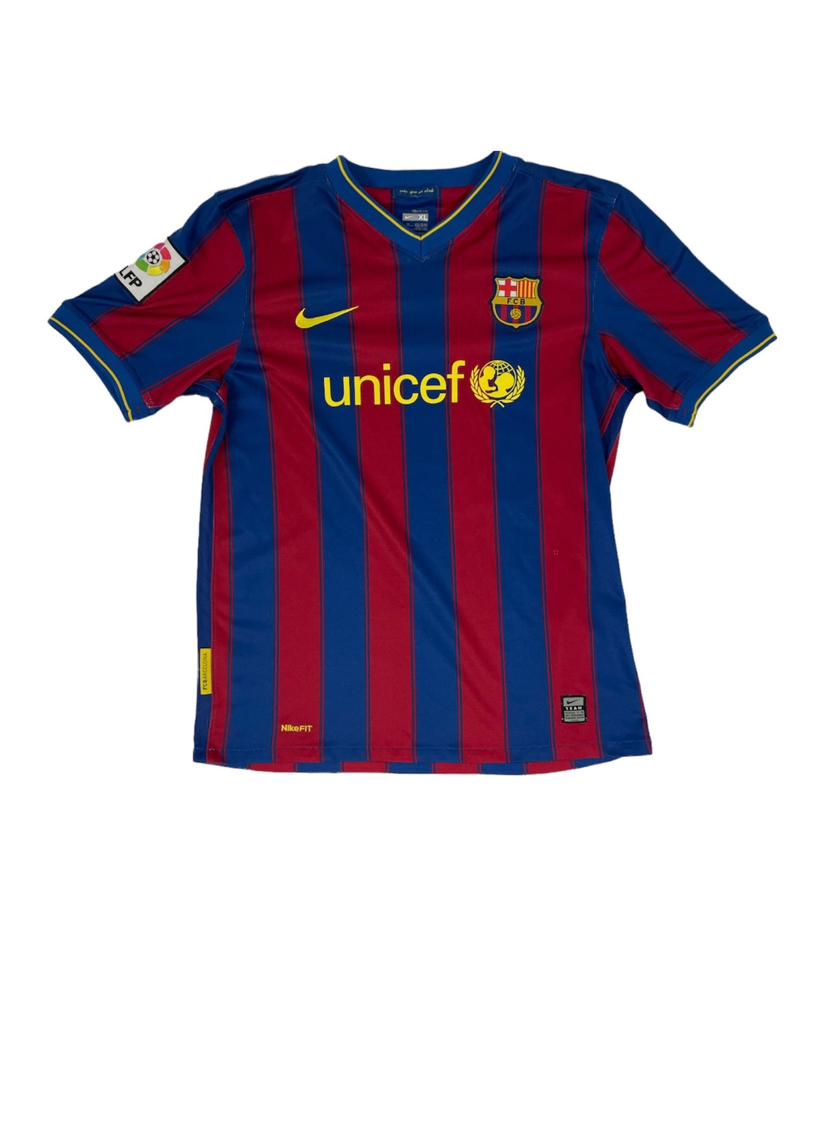 Mens Size Large Barcelona FCB UNICEF LFP Soccer Futbol Jersey Blue
