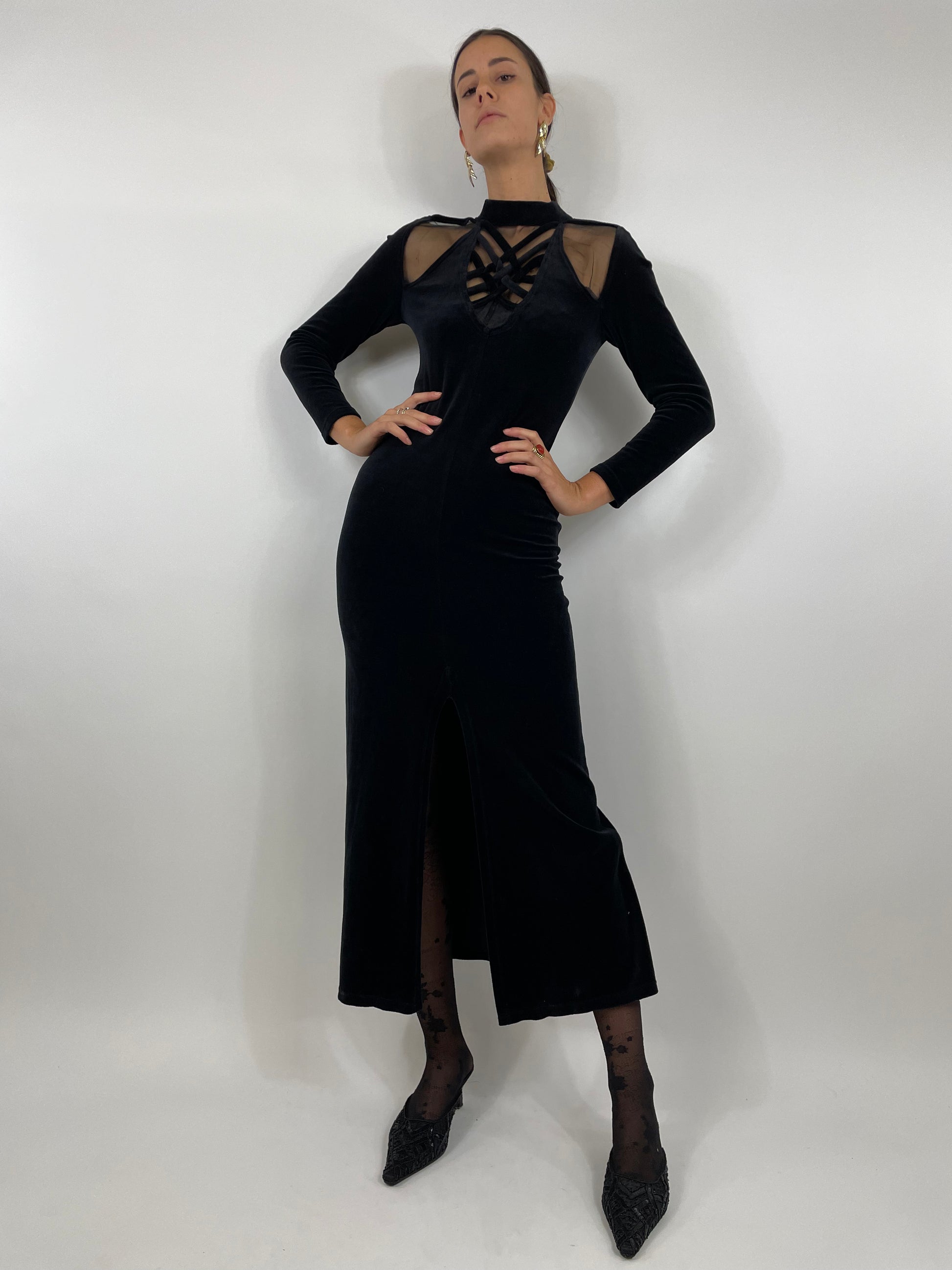 Vestito lungo in velluto Fangovintage